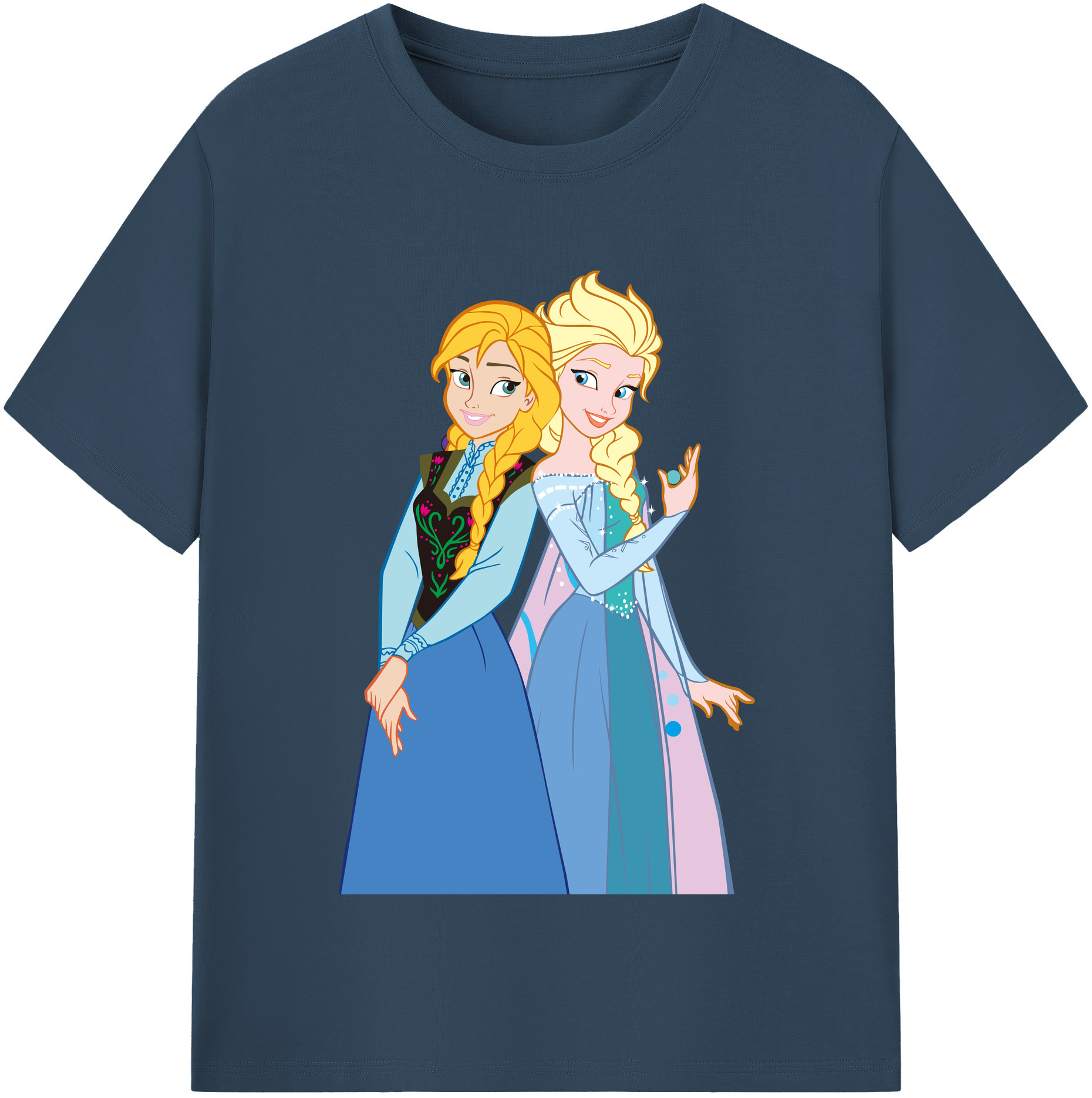 （画像用） アナと雪の女王 アンナ エルサ Frozen Anna Elsa レディースカジュアルプリントTシャツ（綿100％）