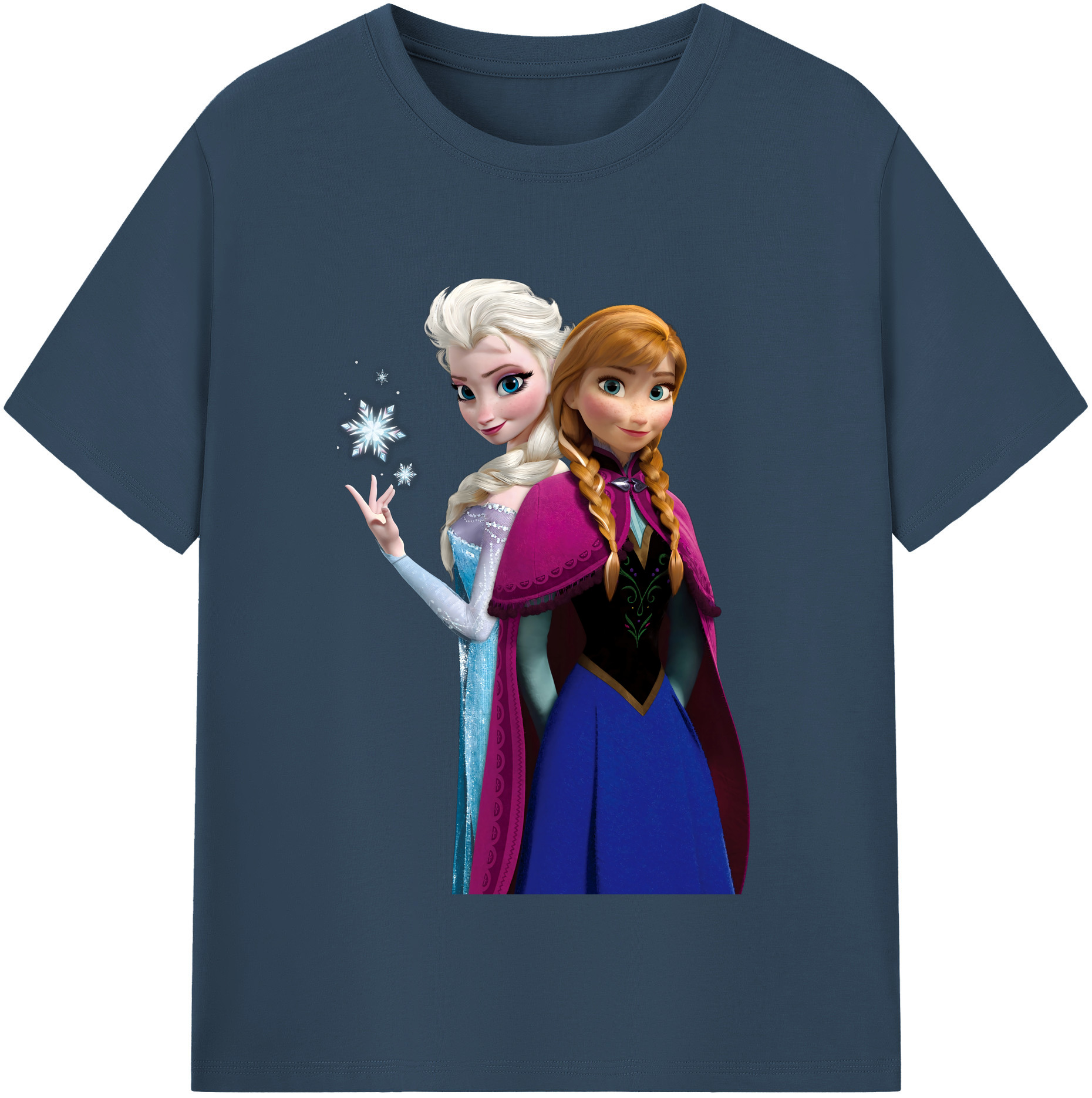 （画像用） アナと雪の女王 アンナ エルサ Frozen Anna Elsa レディースカジュアルプリントTシャツ（綿100％）
