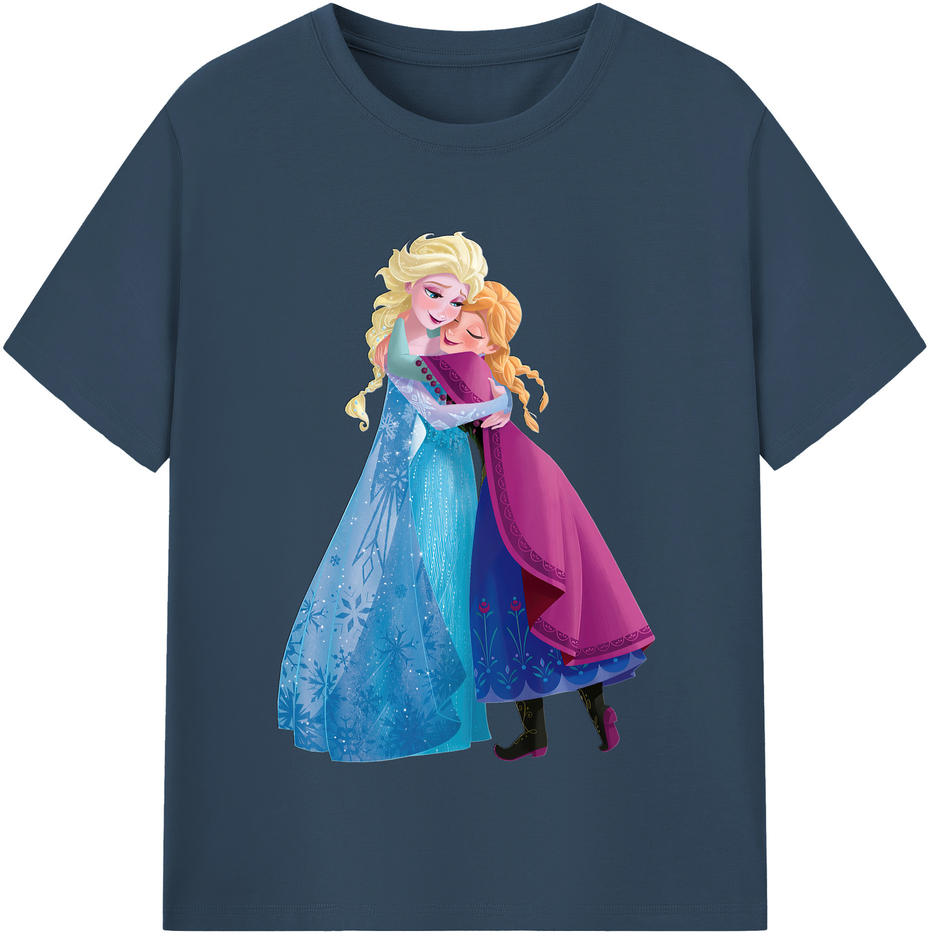 （画像用） アナと雪の女王 アンナ エルサ Frozen Anna Elsa レディースカジュアルプリントTシャツ（綿100％）