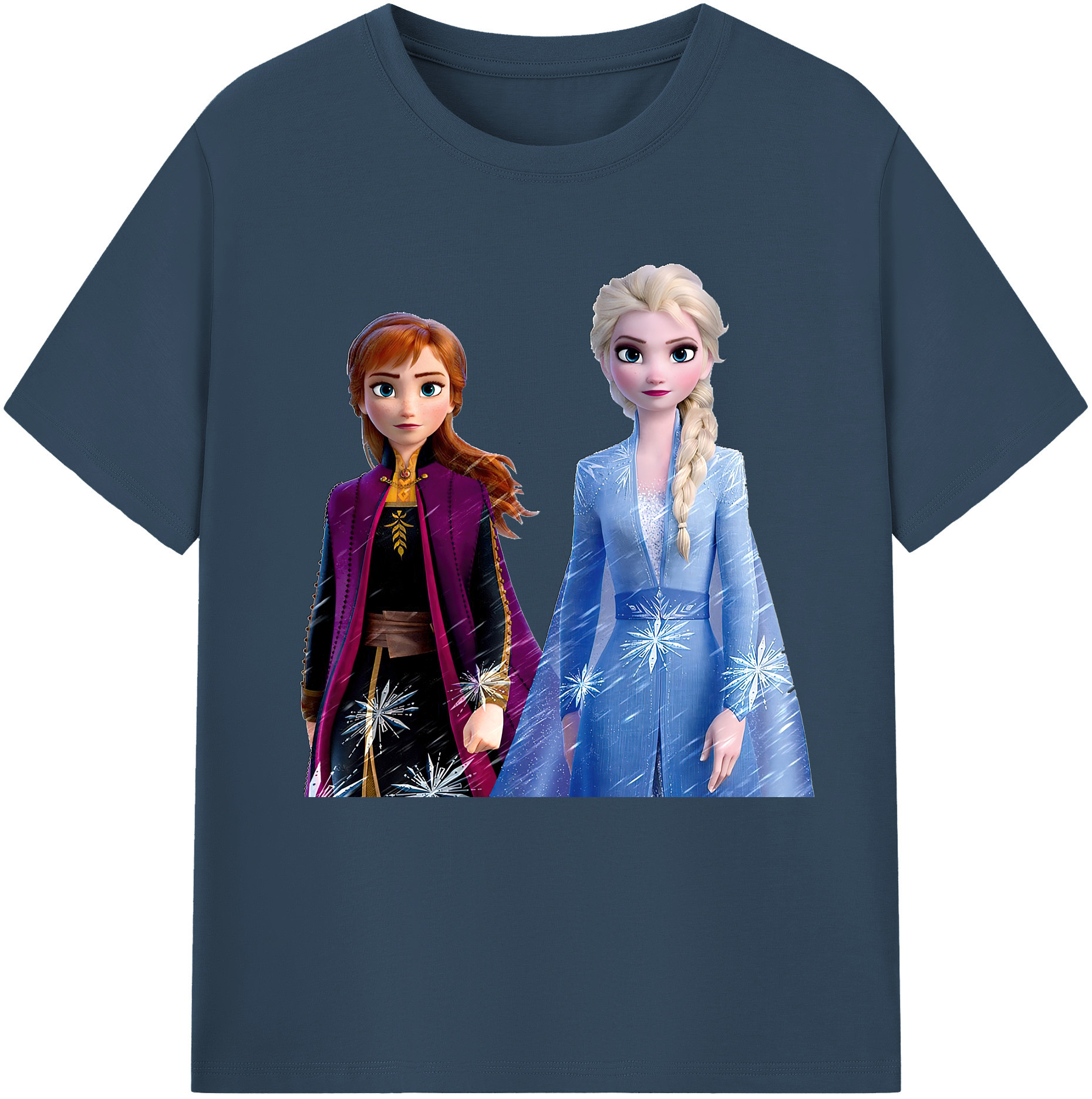 （画像用） アナと雪の女王 アンナ エルサ Frozen Anna Elsa レディースカジュアルプリントTシャツ（綿100％）
