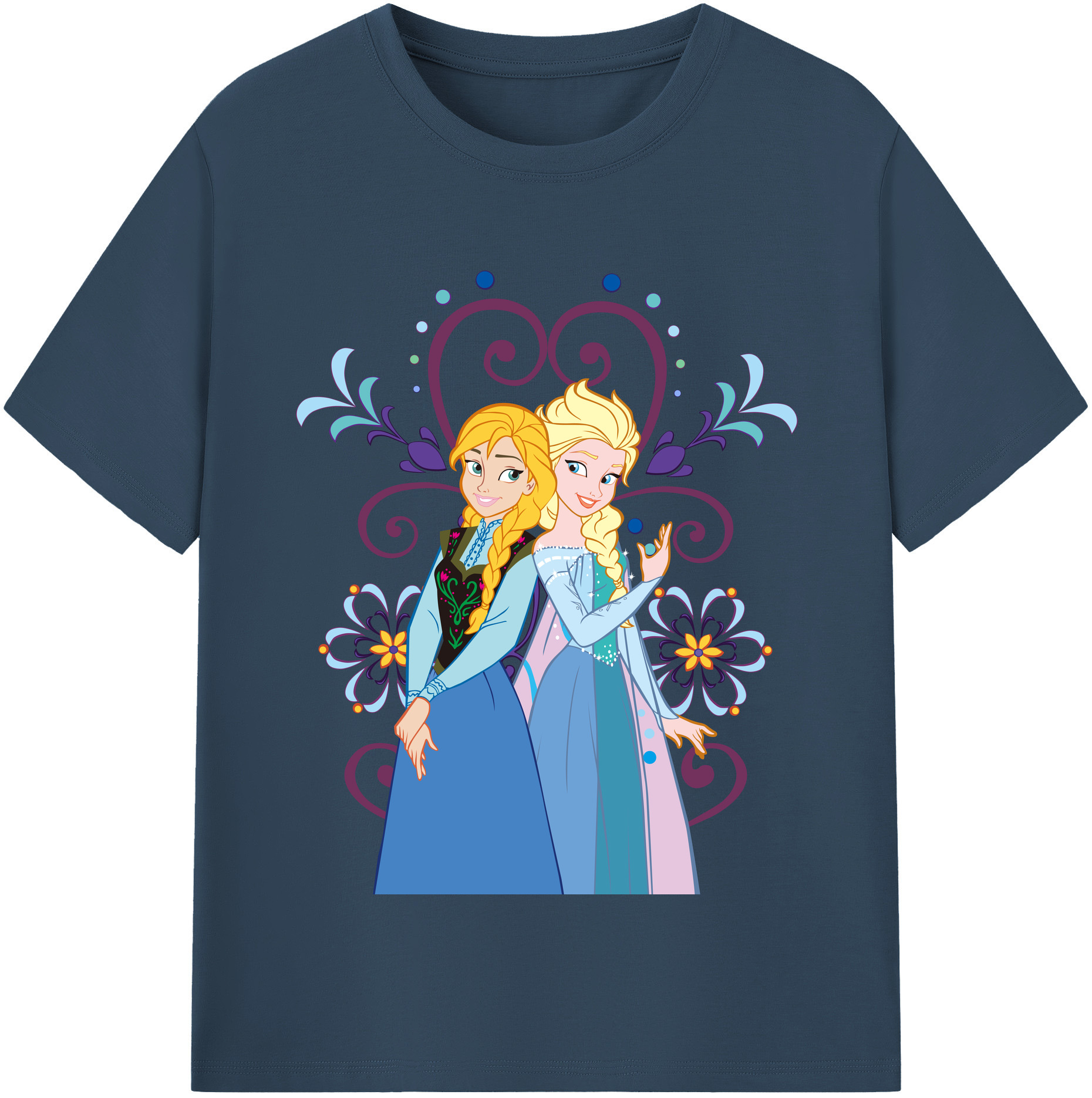 （画像用） アナと雪の女王 アンナ エルサ Frozen Anna Elsa レディースカジュアルプリントTシャツ（綿100％）