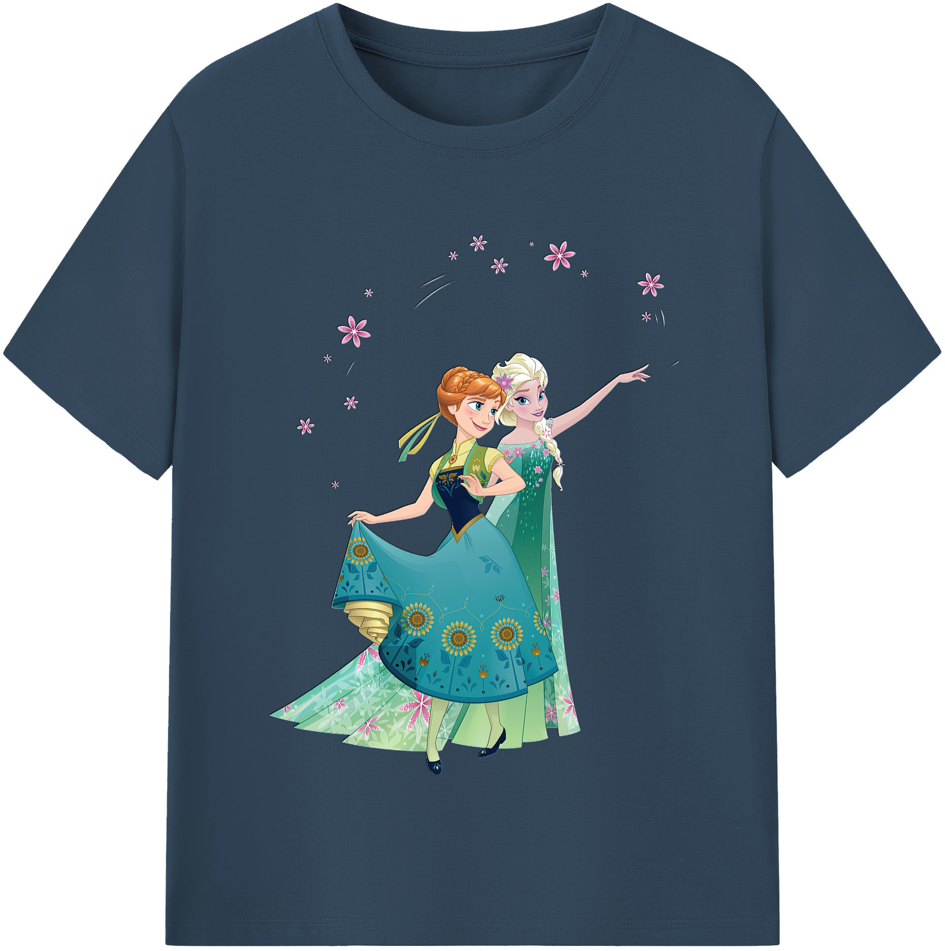 （画像用） アナと雪の女王 アンナ エルサ Frozen Anna Elsa レディースカジュアルプリントTシャツ（綿100％）