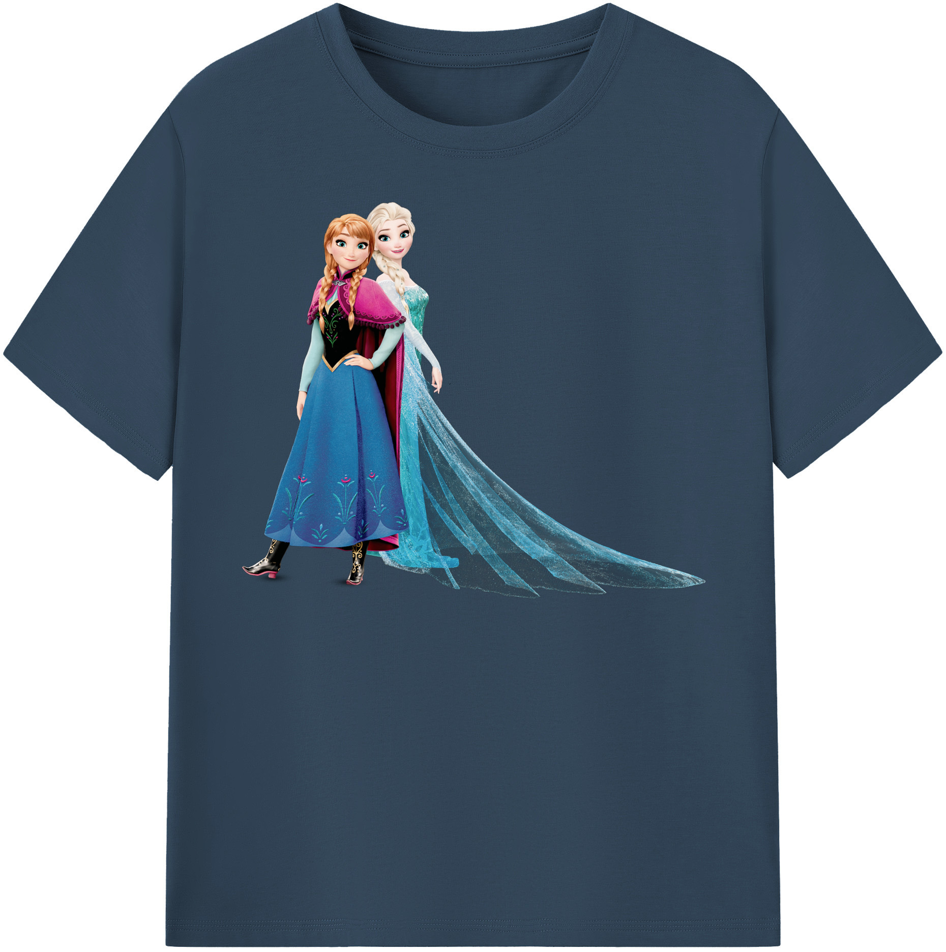 （画像用） アナと雪の女王 アンナ エルサ Frozen Anna Elsa レディースカジュアルプリントTシャツ（綿100％）