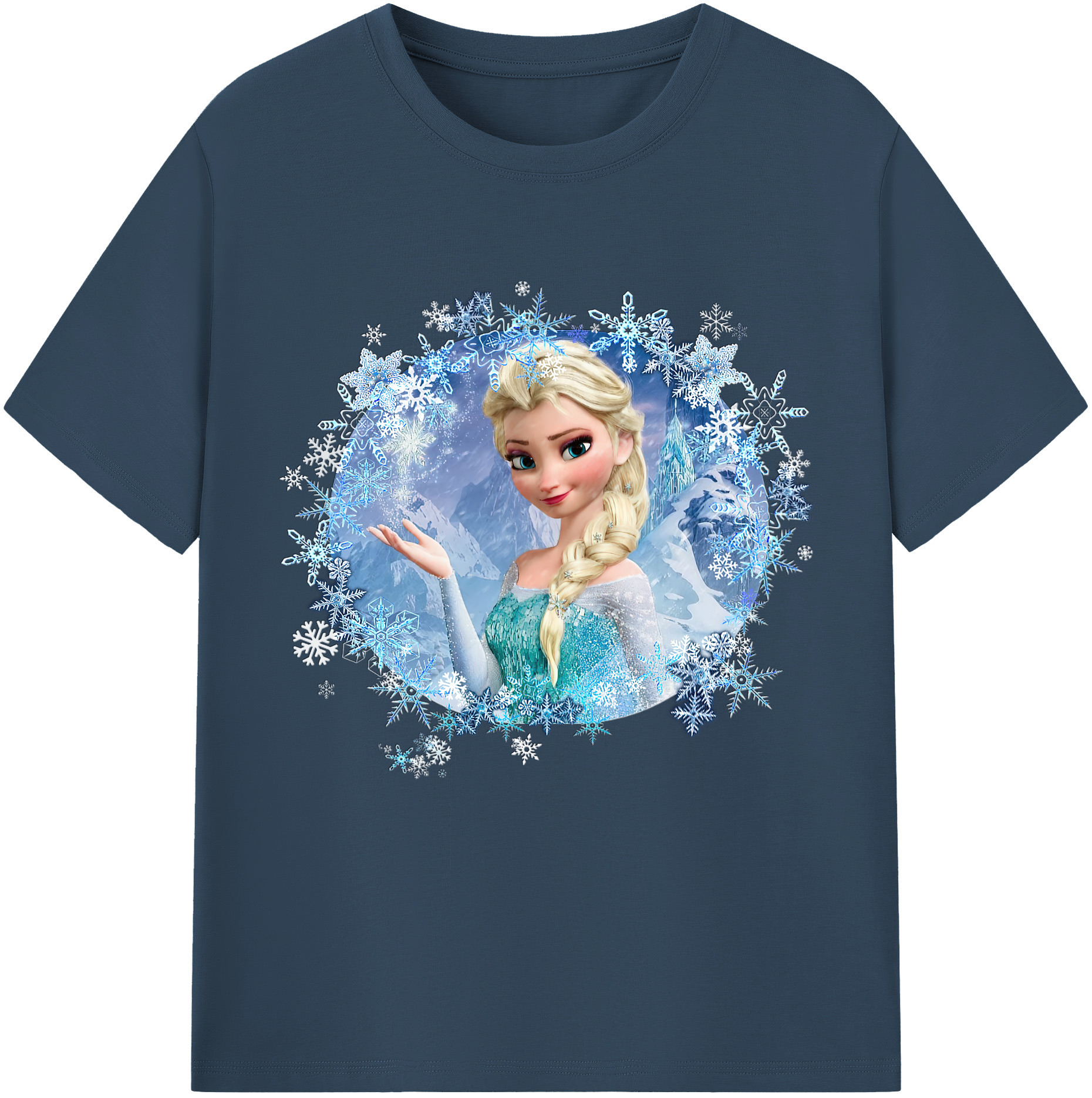 （画像用） アナと雪の女王 アンナ エルサ Frozen Anna Elsa レディースカジュアルプリントTシャツ（綿100％）