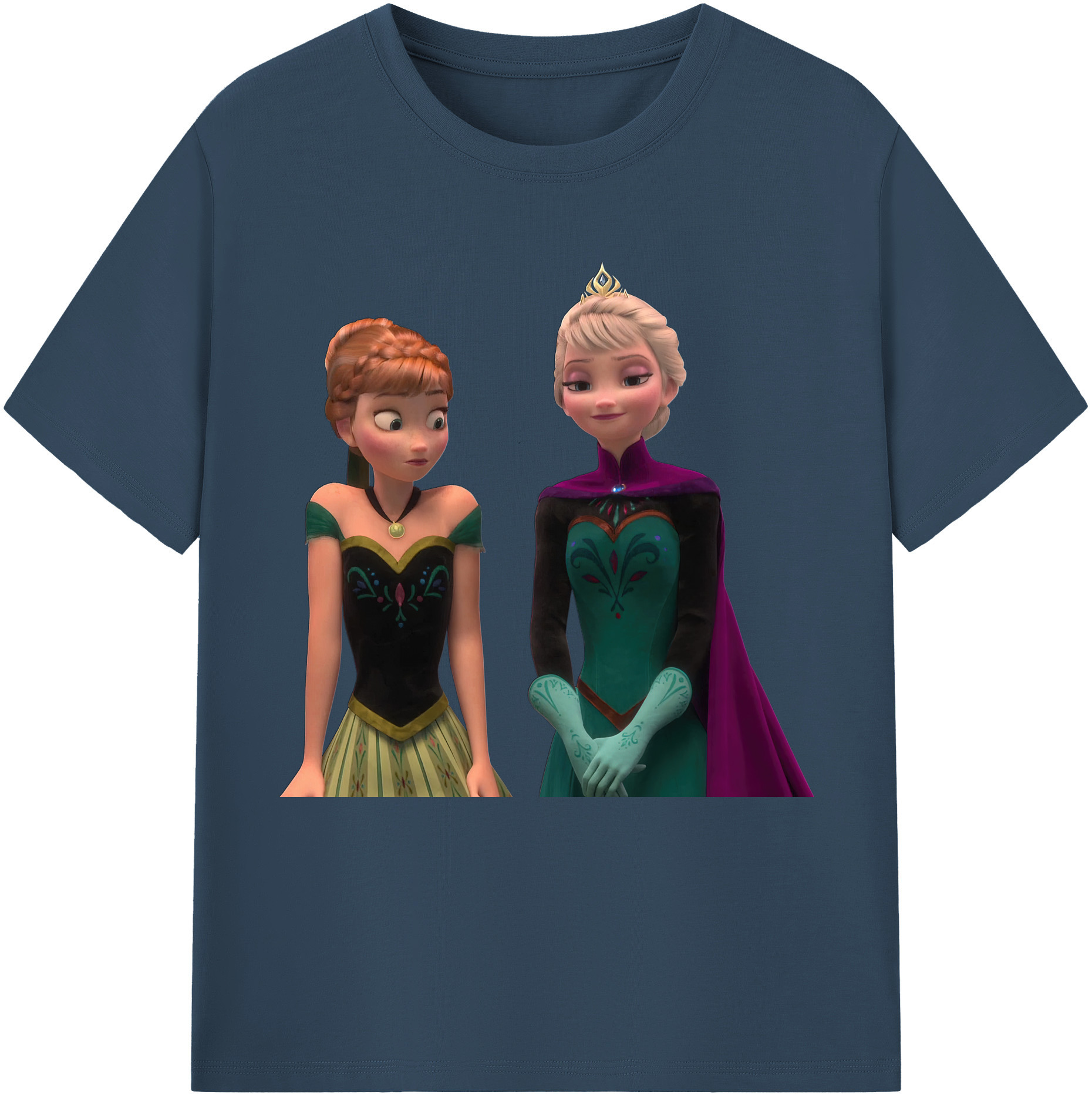 （画像用） アナと雪の女王 アンナ エルサ Frozen Anna Elsa レディースカジュアルプリントTシャツ（綿100％）