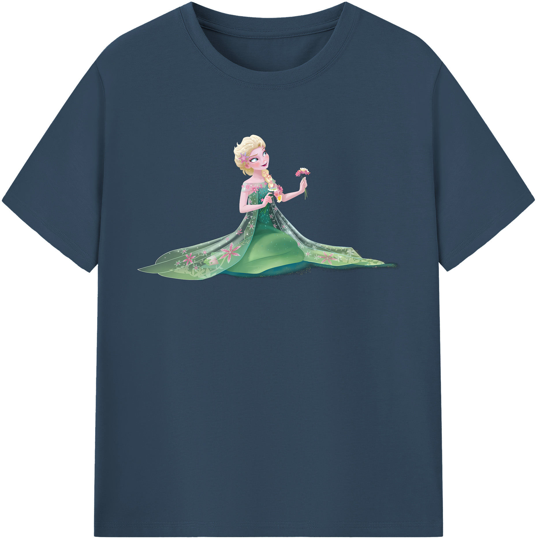 （画像用） アナと雪の女王 アンナ エルサ Frozen Anna Elsa レディースカジュアルプリントTシャツ（綿100％）