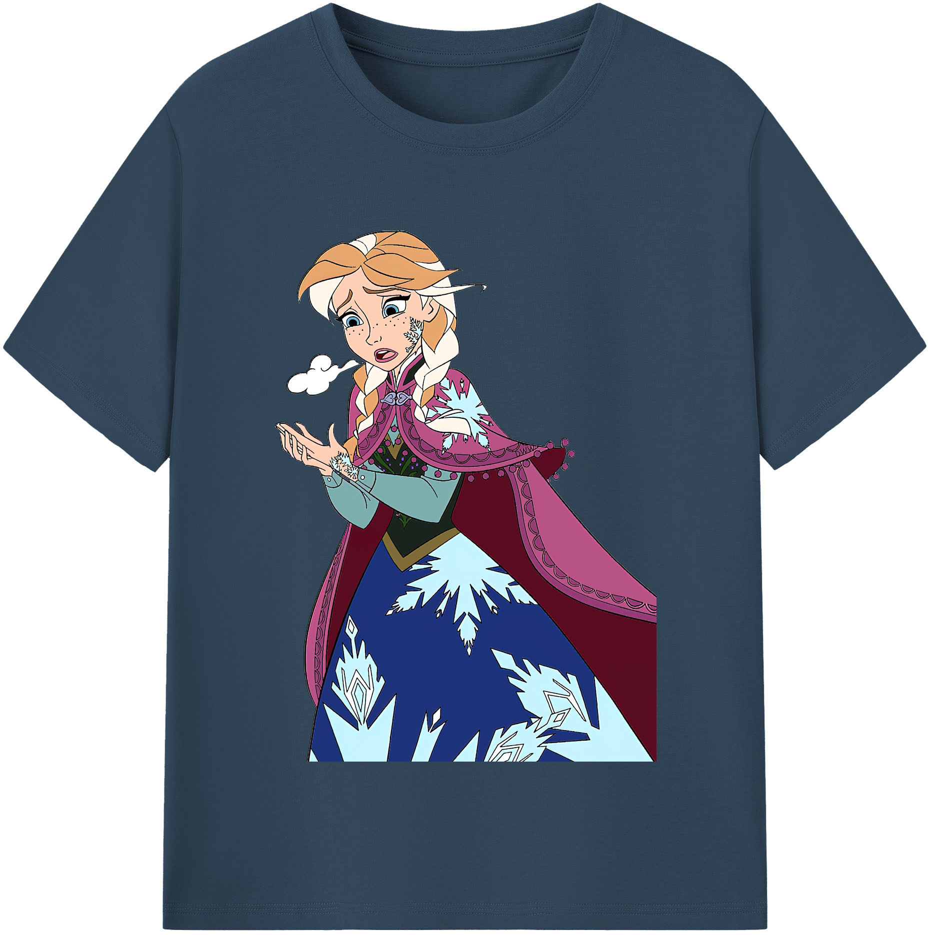 （画像用） アナと雪の女王 アンナ エルサ Frozen Anna Elsa レディースカジュアルプリントTシャツ（綿100％）