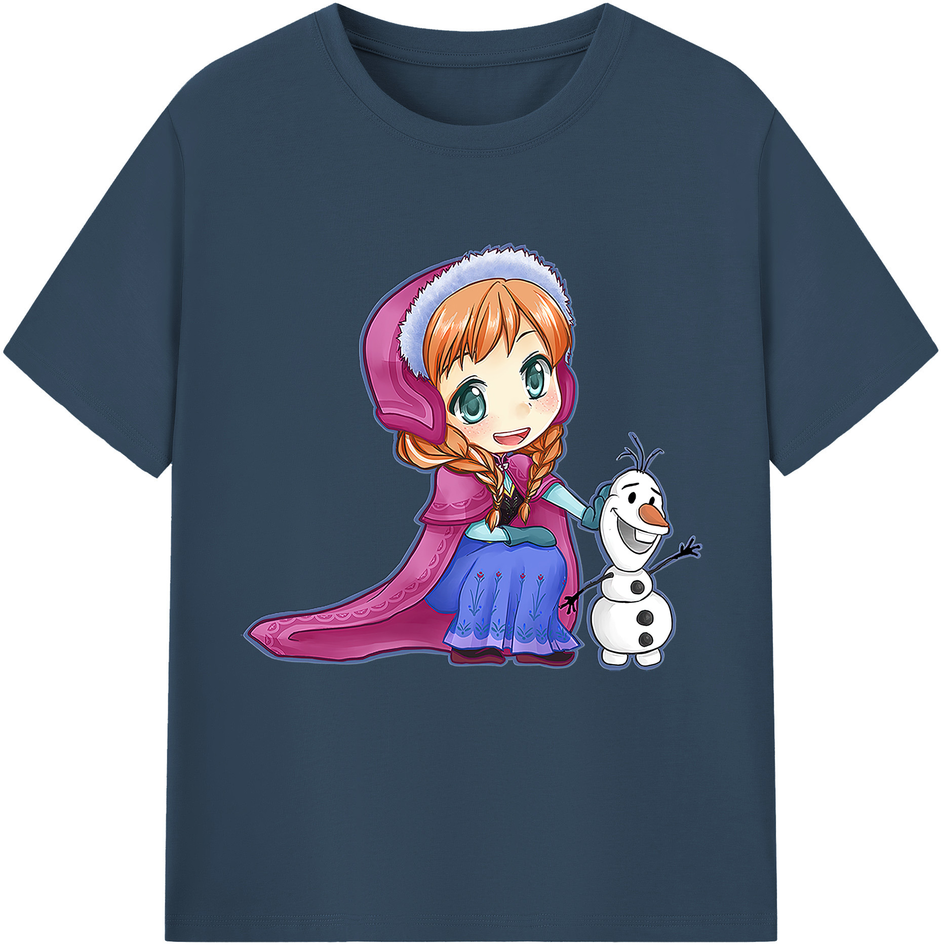 （画像用） アナと雪の女王 アンナ エルサ Frozen Anna Elsa レディースカジュアルプリントTシャツ（綿100％）