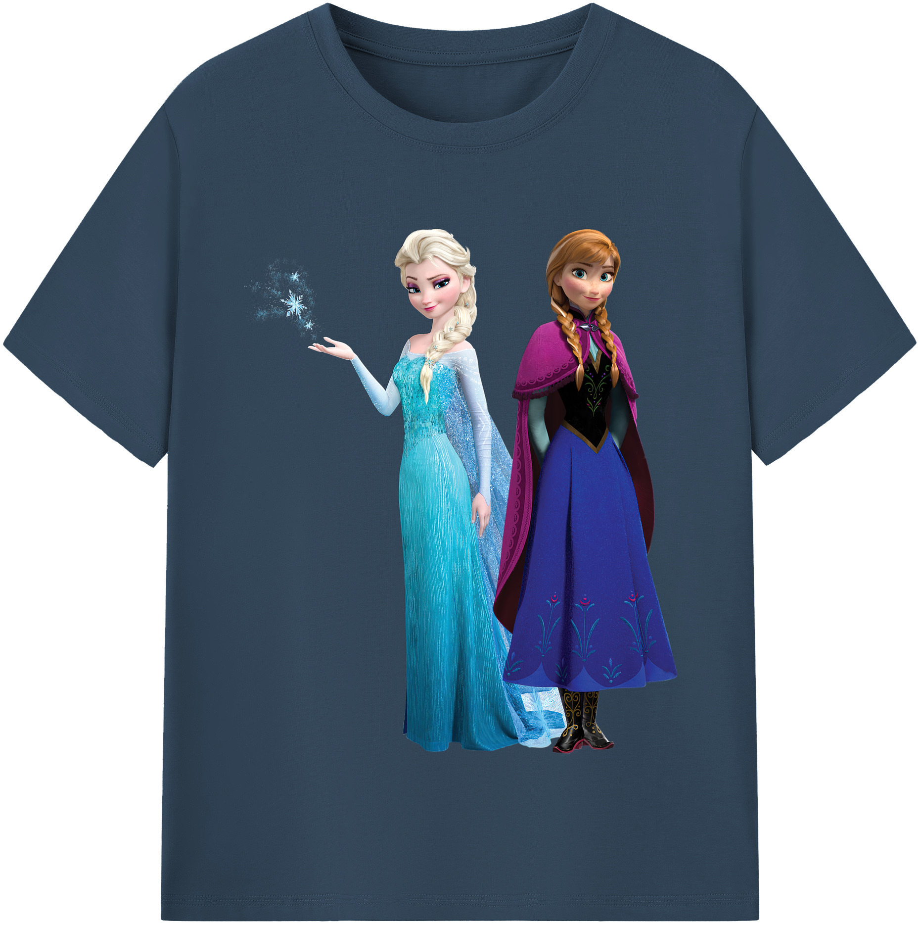 （画像用） アナと雪の女王 アンナ エルサ Frozen Anna Elsa レディースカジュアルプリントTシャツ（綿100％）