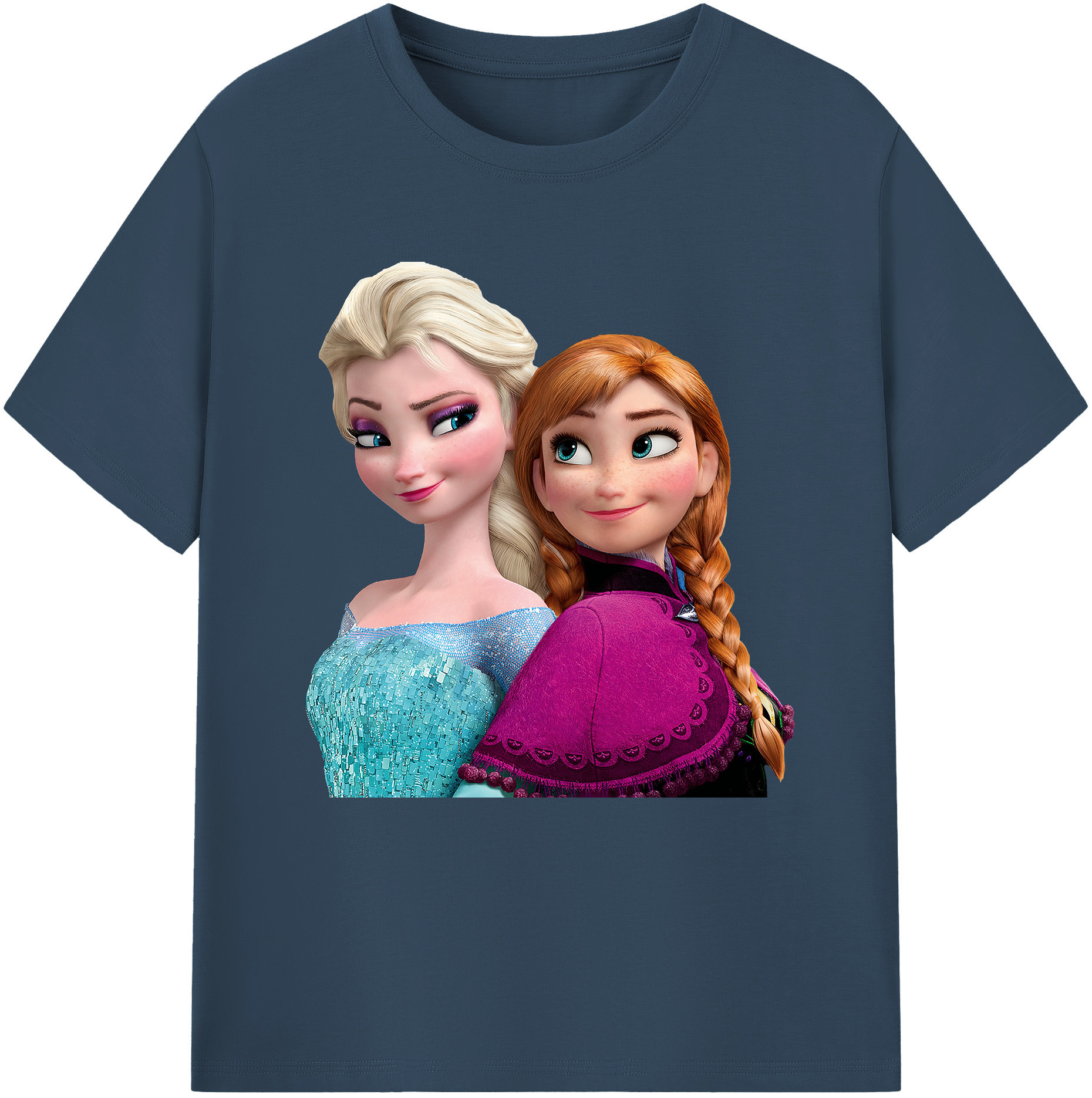 （画像用） アナと雪の女王 アンナ エルサ Frozen Anna Elsa レディースカジュアルプリントTシャツ（綿100％）