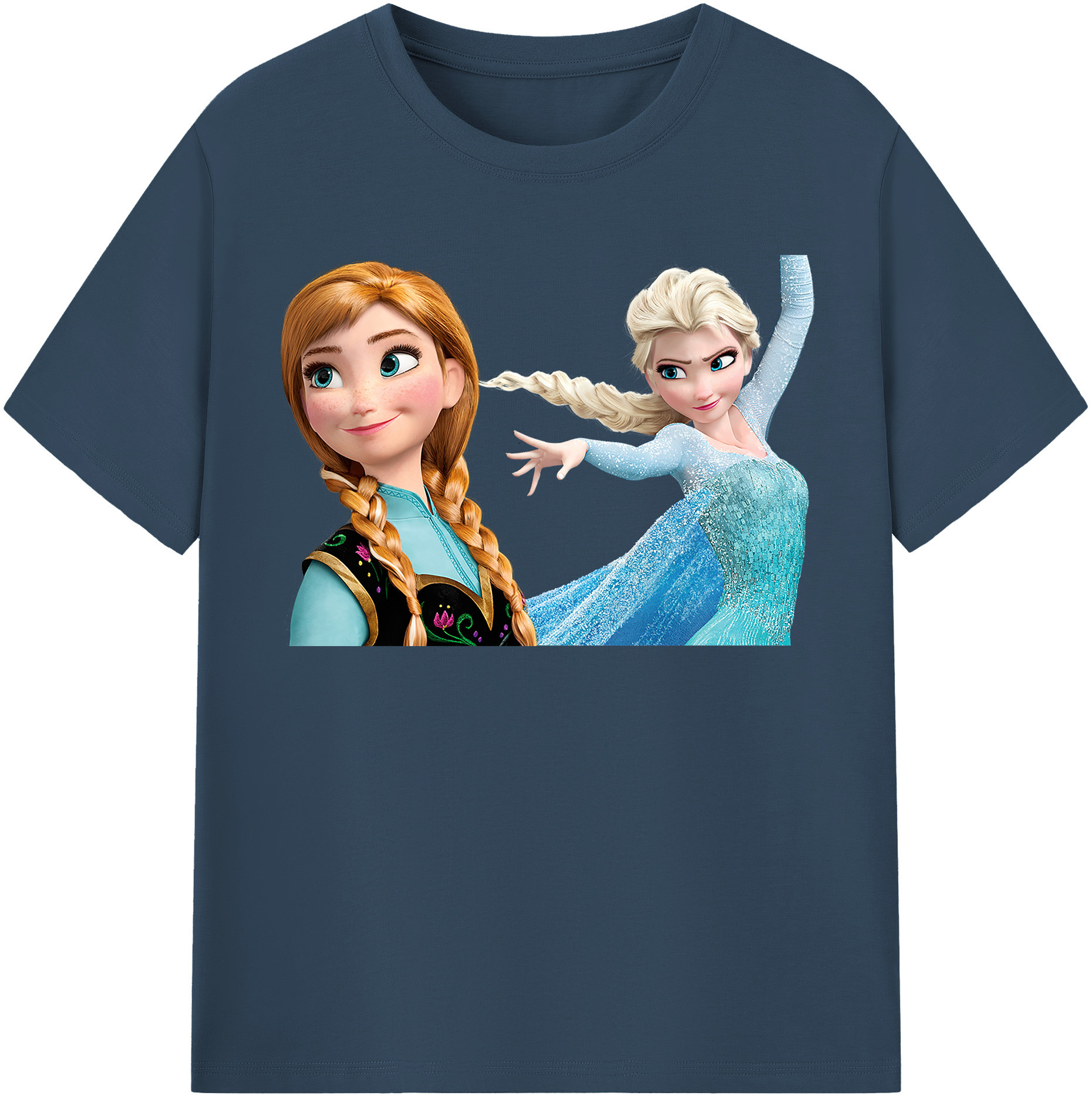 （画像用） アナと雪の女王 アンナ エルサ Frozen Anna Elsa レディースカジュアルプリントTシャツ（綿100％）