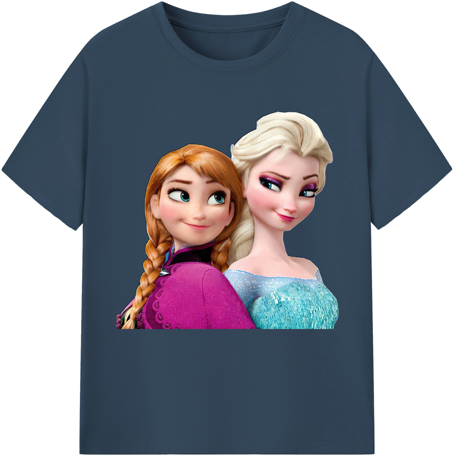（画像用） アナと雪の女王 アンナ エルサ Frozen Anna Elsa レディースカジュアルプリントTシャツ（綿100％）