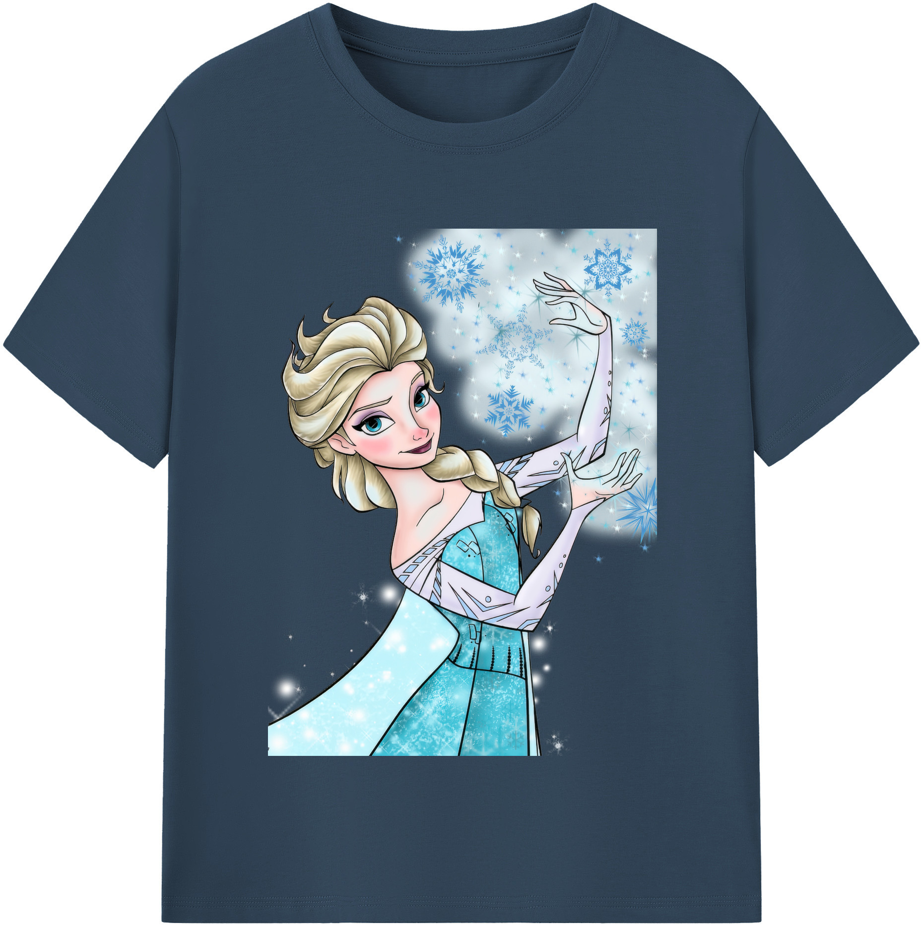（画像用） アナと雪の女王 アンナ エルサ Frozen Anna Elsa レディースカジュアルプリントTシャツ（綿100％）