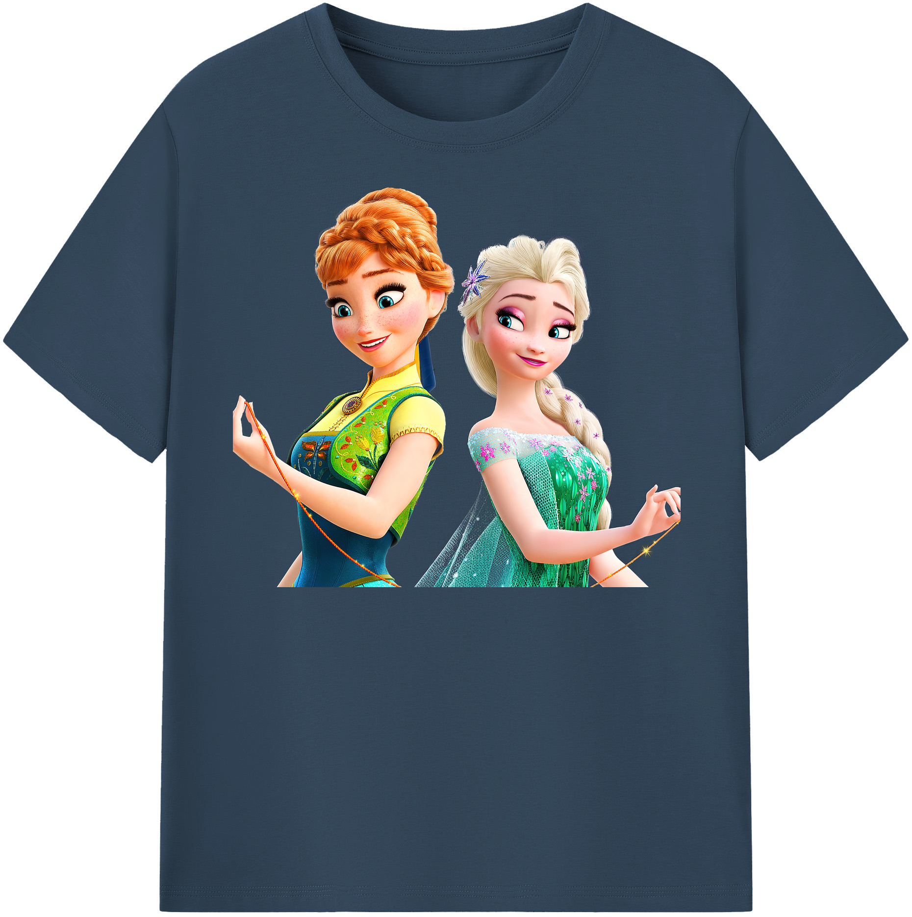 （画像用） アナと雪の女王 アンナ エルサ Frozen Anna Elsa レディースカジュアルプリントTシャツ（綿100％）