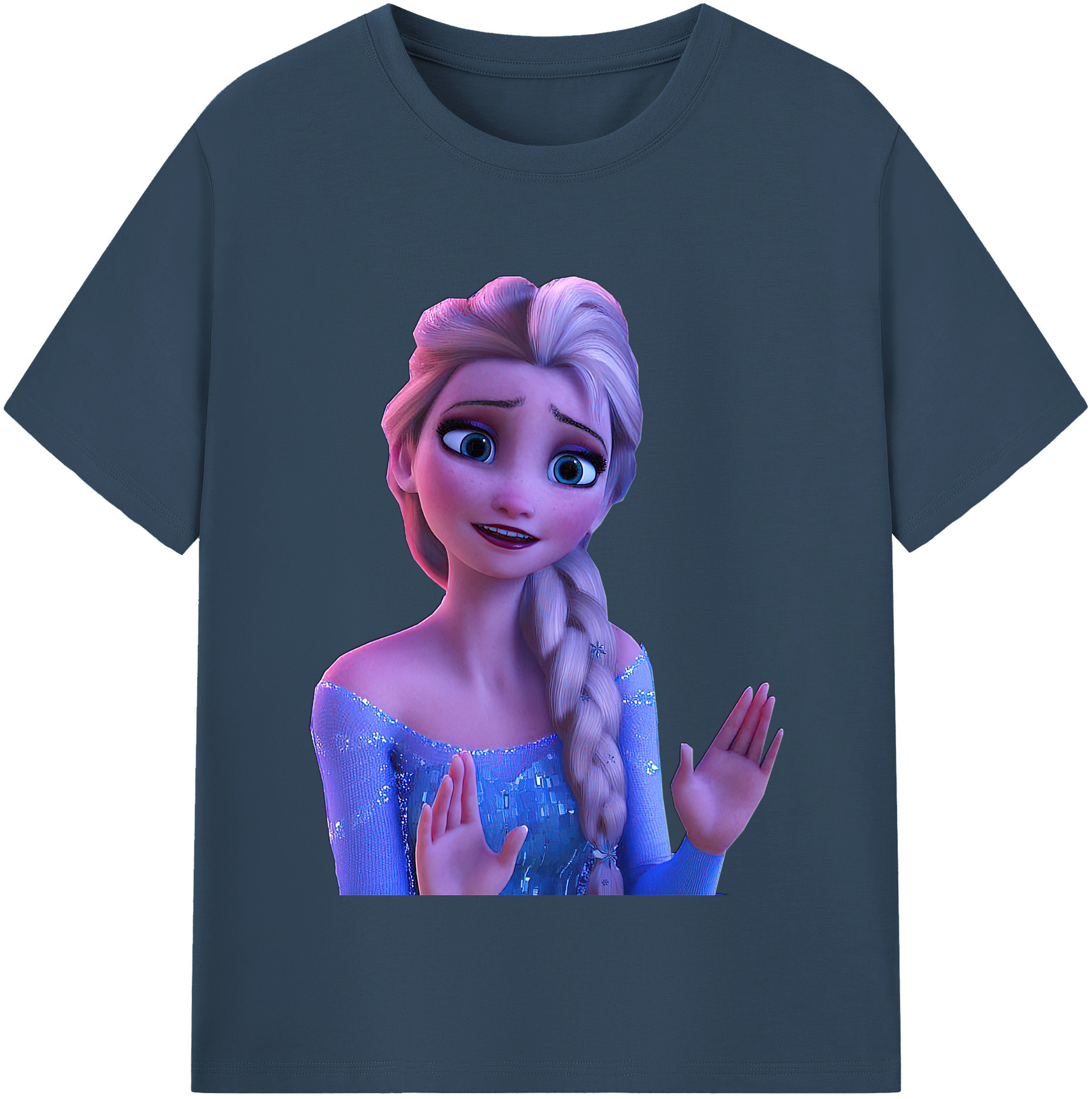 （画像用） アナと雪の女王 アンナ エルサ Frozen Anna Elsa レディースカジュアルプリントTシャツ（綿100％）