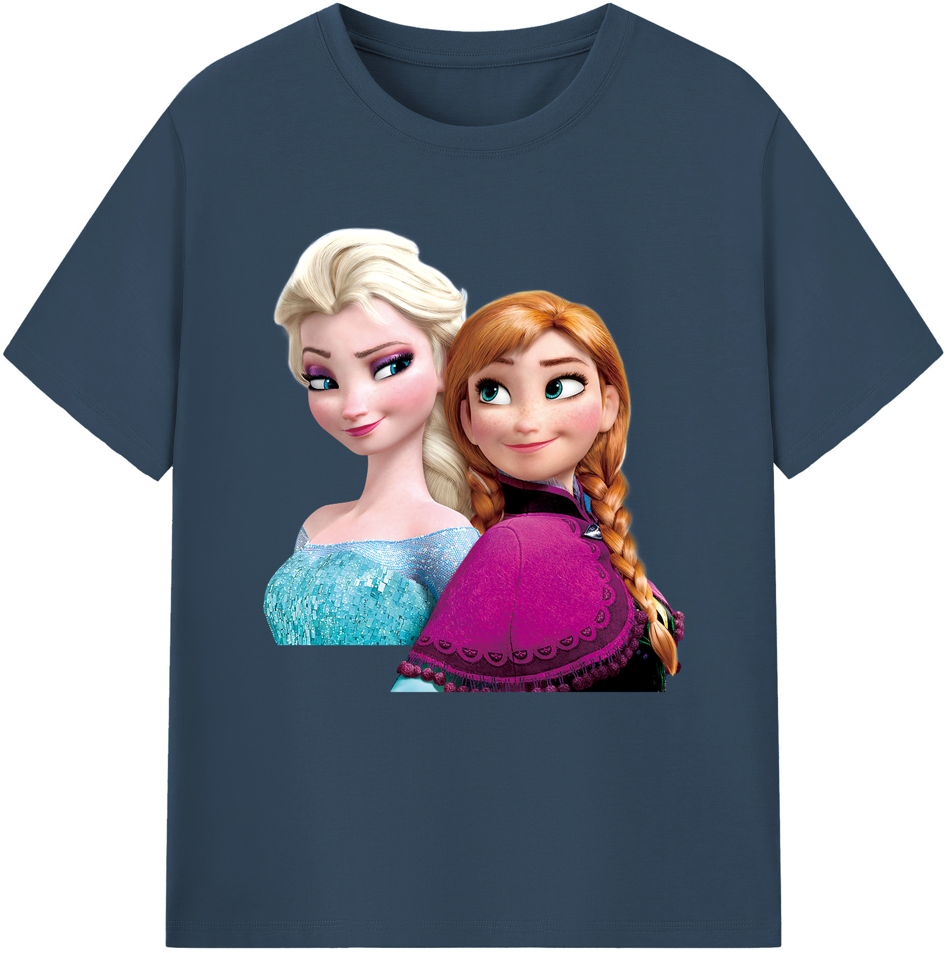 （画像用） アナと雪の女王 アンナ エルサ Frozen Anna Elsa レディースカジュアルプリントTシャツ（綿100％）