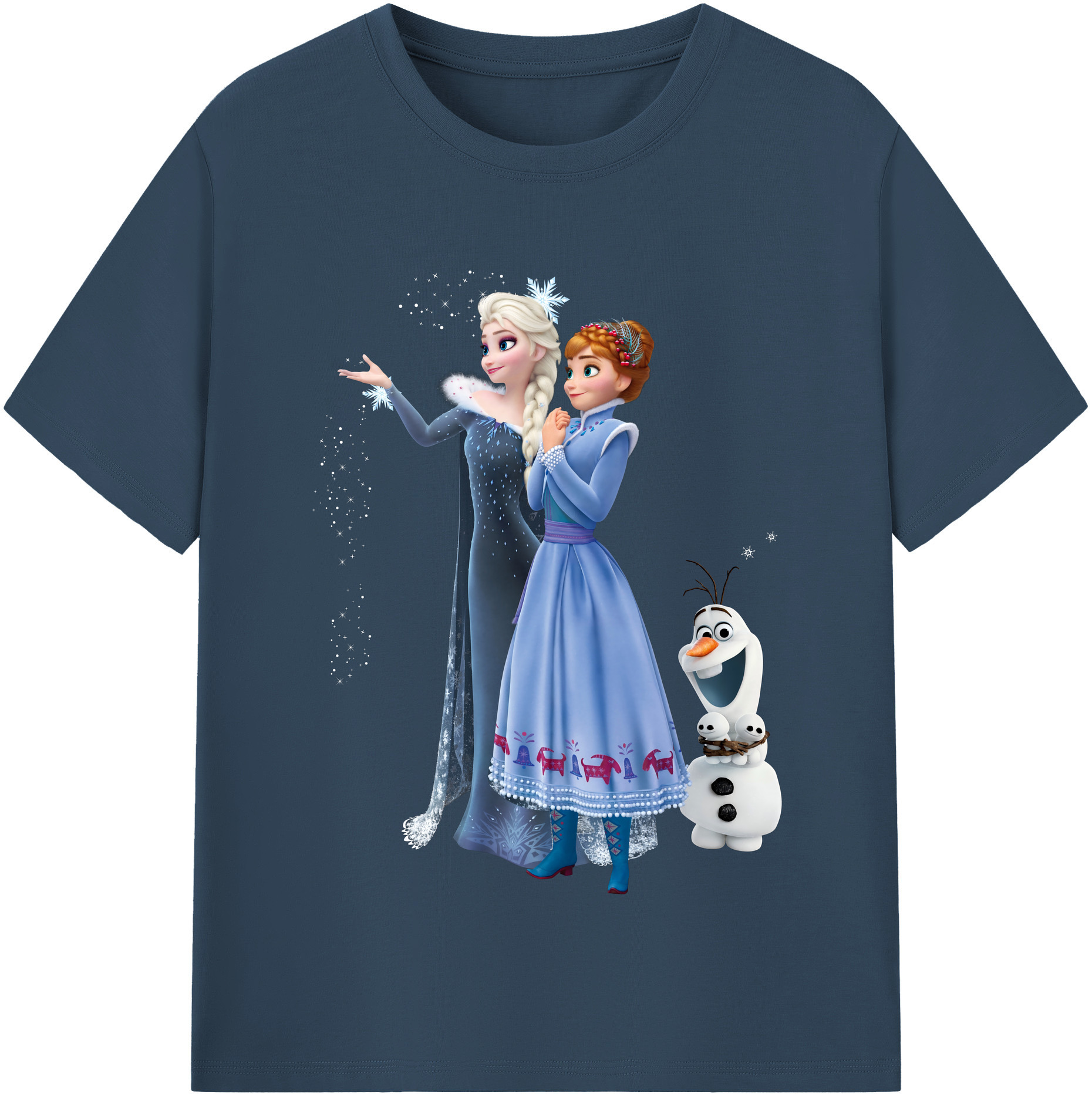 （画像用） アナと雪の女王 アンナ エルサ Frozen Anna Elsa レディースカジュアルプリントTシャツ（綿100％）