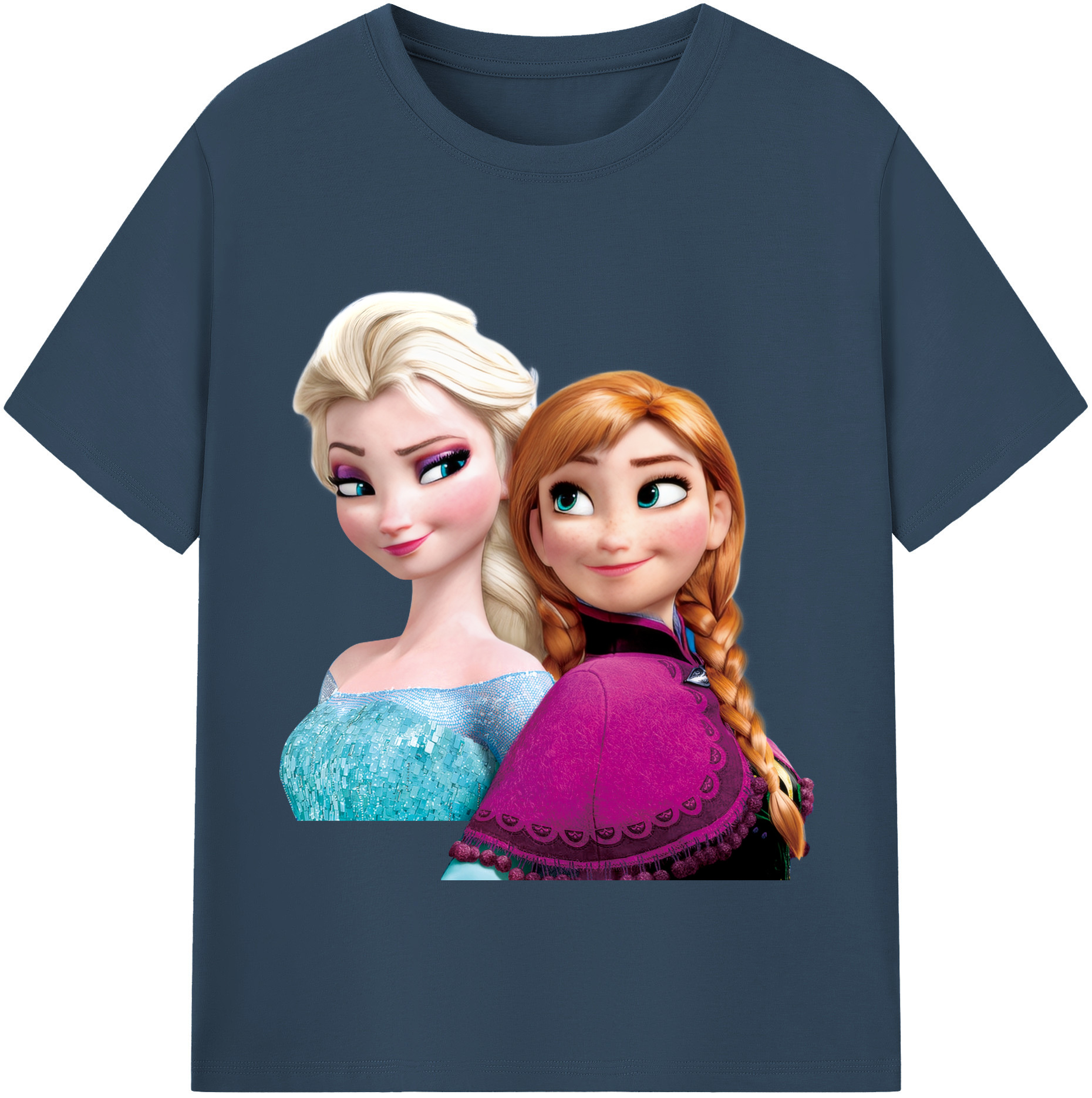 （画像用） アナと雪の女王 アンナ エルサ Frozen Anna Elsa レディースカジュアルプリントTシャツ（綿100％）