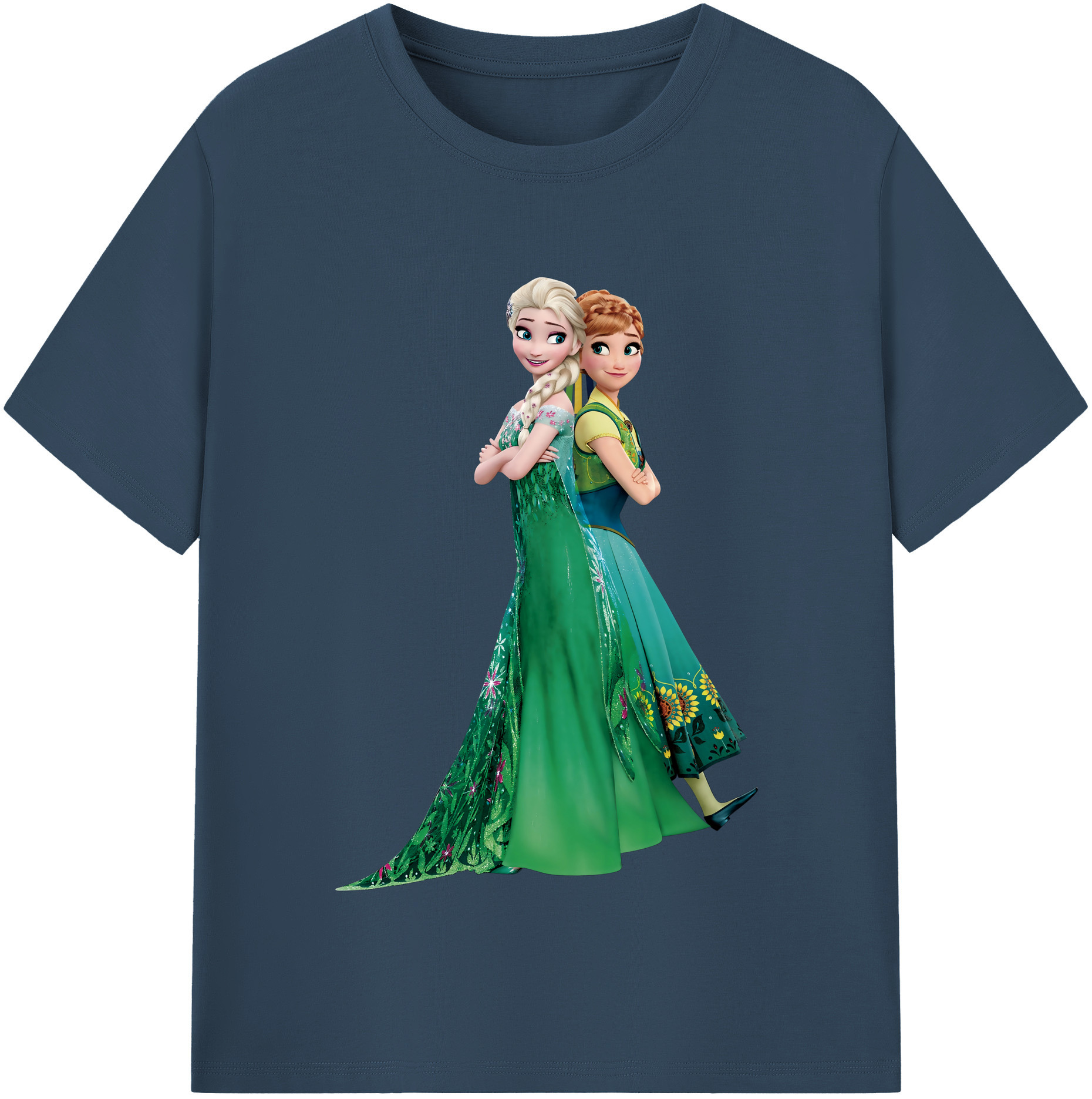 （画像用） アナと雪の女王 アンナ エルサ Frozen Anna Elsa レディースカジュアルプリントTシャツ（綿100％）