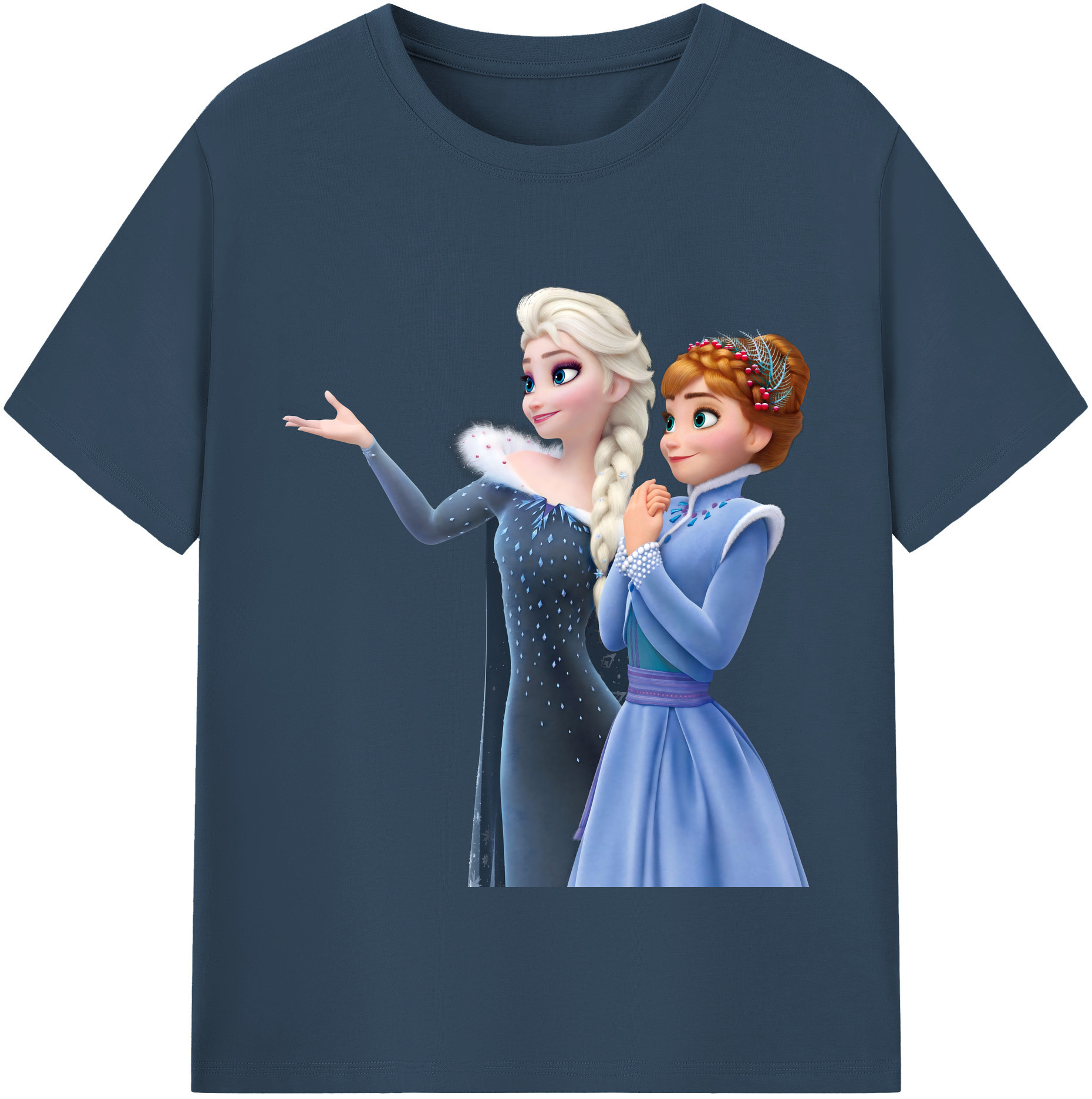（画像用） アナと雪の女王 アンナ エルサ Frozen Anna Elsa レディースカジュアルプリントTシャツ（綿100％）