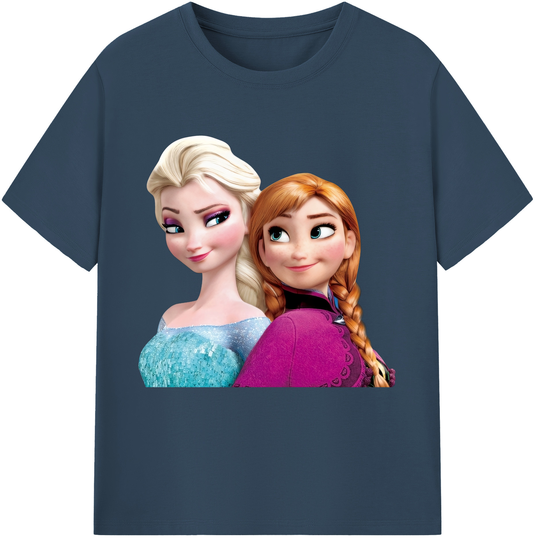 （画像用） アナと雪の女王 アンナ エルサ Frozen Anna Elsa レディースカジュアルプリントTシャツ（綿100％）