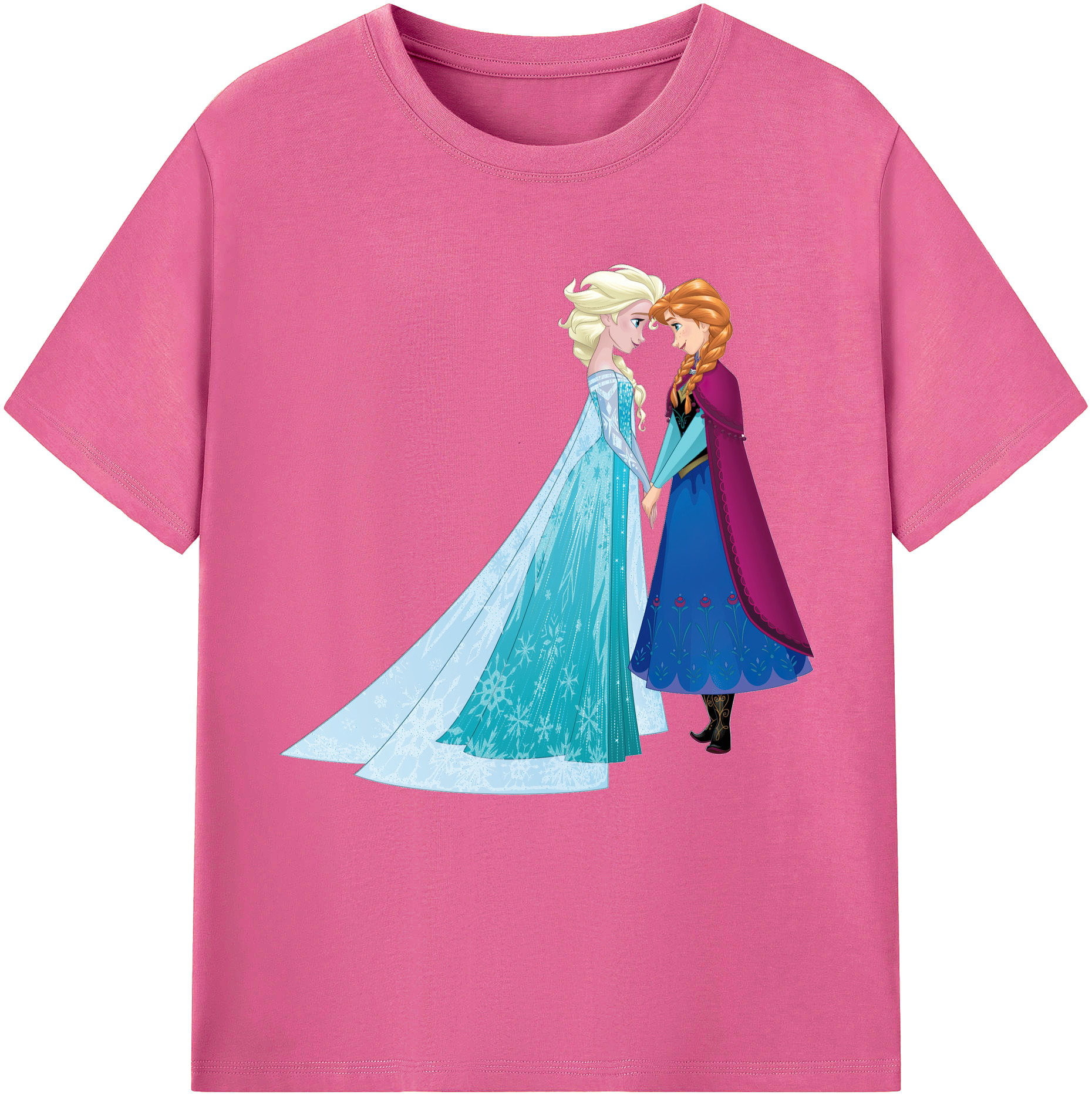 （画像用） アナと雪の女王 アンナ エルサ Frozen Anna Elsa レディースカジュアルプリントTシャツ（綿100％）