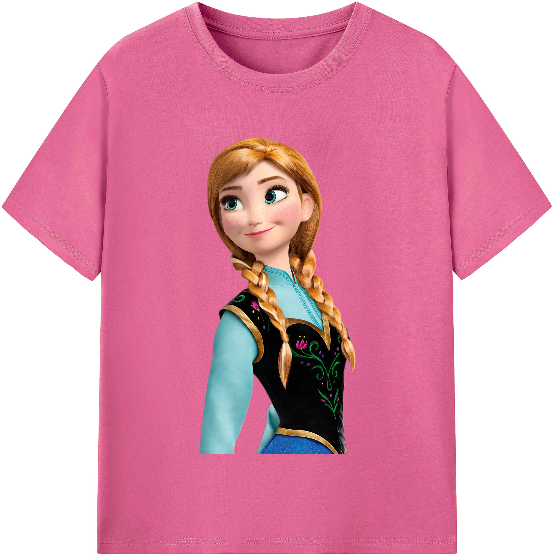 （画像用） アナと雪の女王 アンナ エルサ Frozen Anna Elsa レディースカジュアルプリントTシャツ（綿100％）