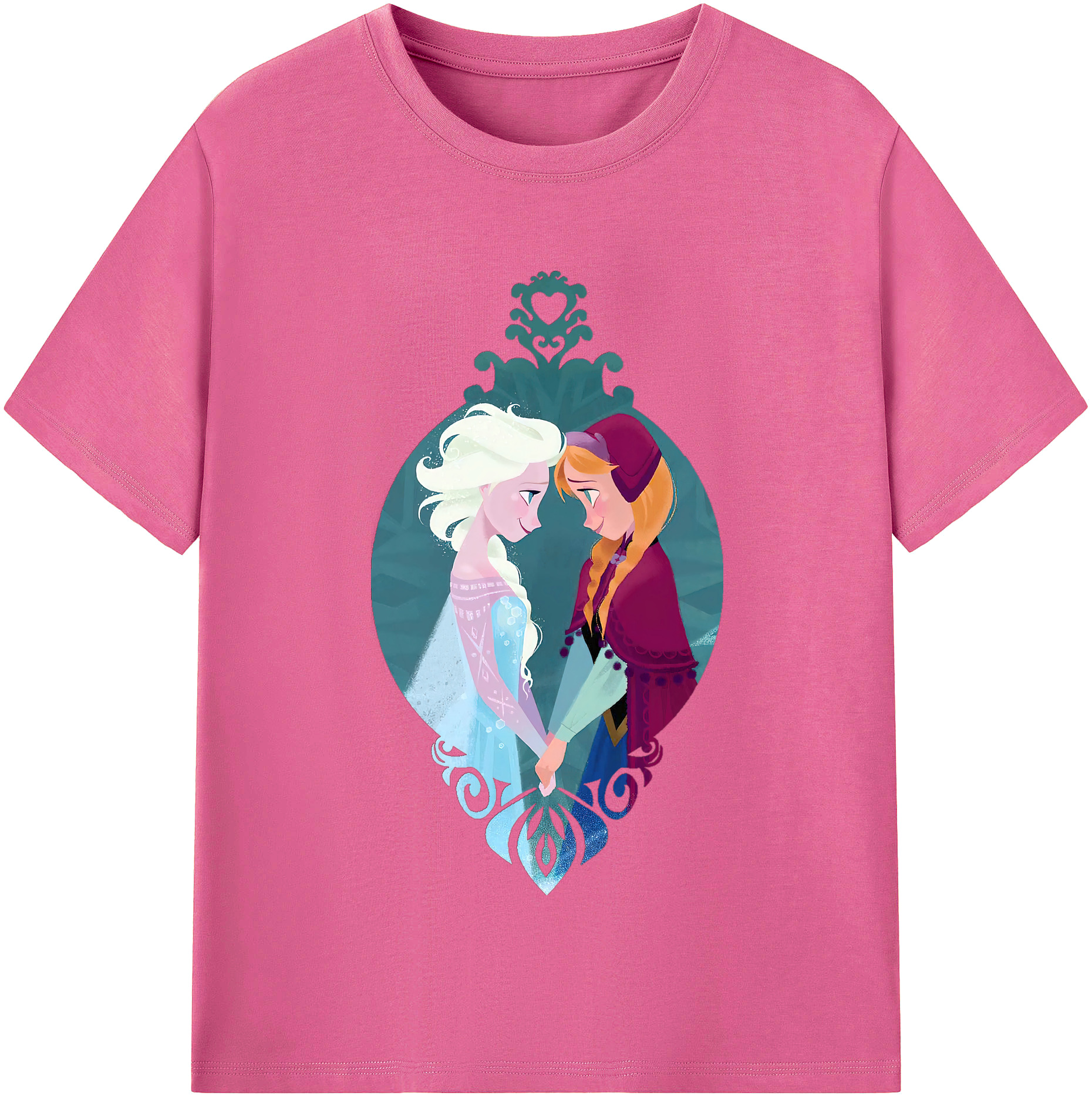 （画像用） アナと雪の女王 アンナ エルサ Frozen Anna Elsa レディースカジュアルプリントTシャツ（綿100％）