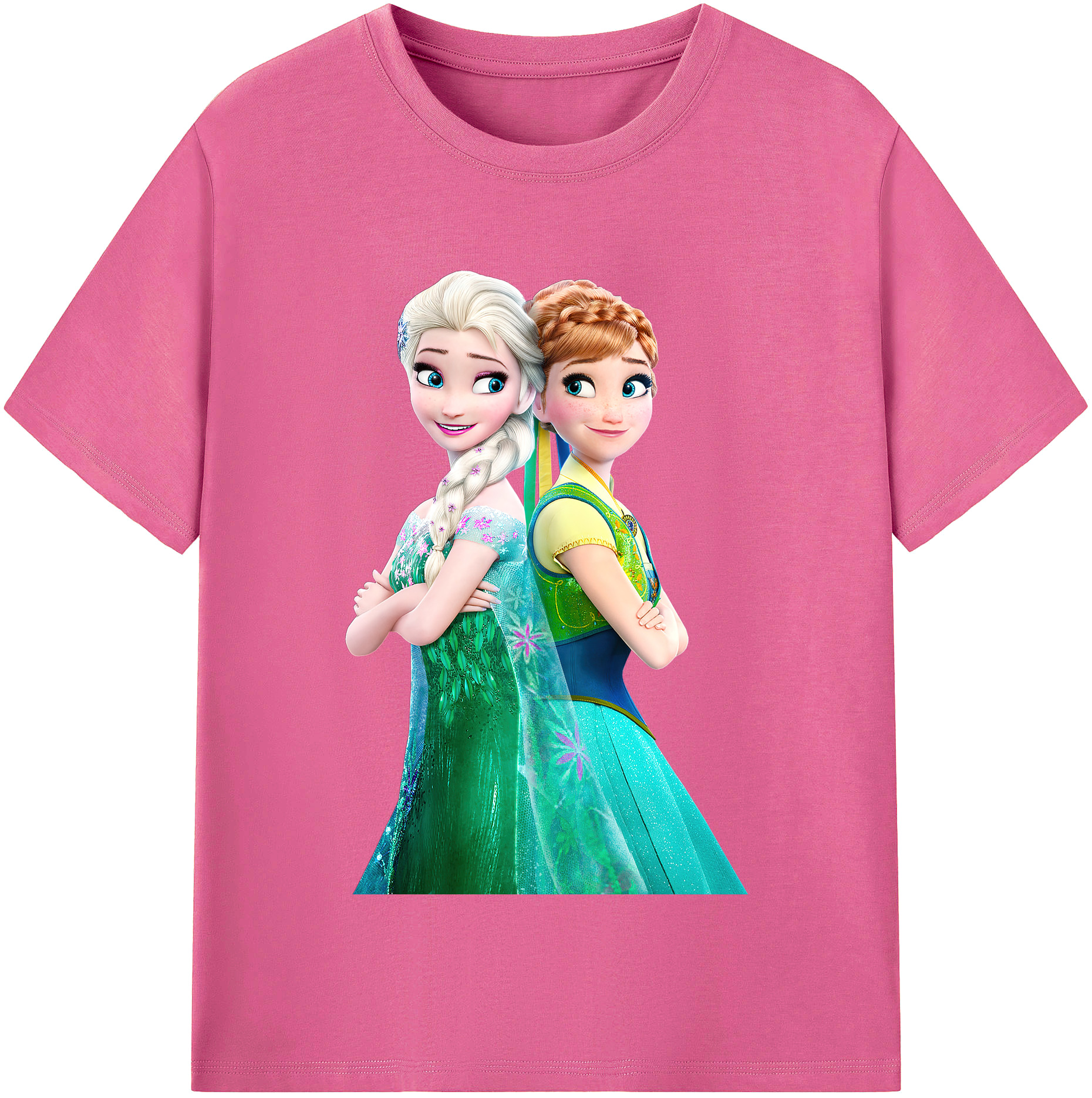 （画像用） アナと雪の女王 アンナ エルサ Frozen Anna Elsa レディースカジュアルプリントTシャツ（綿100％）