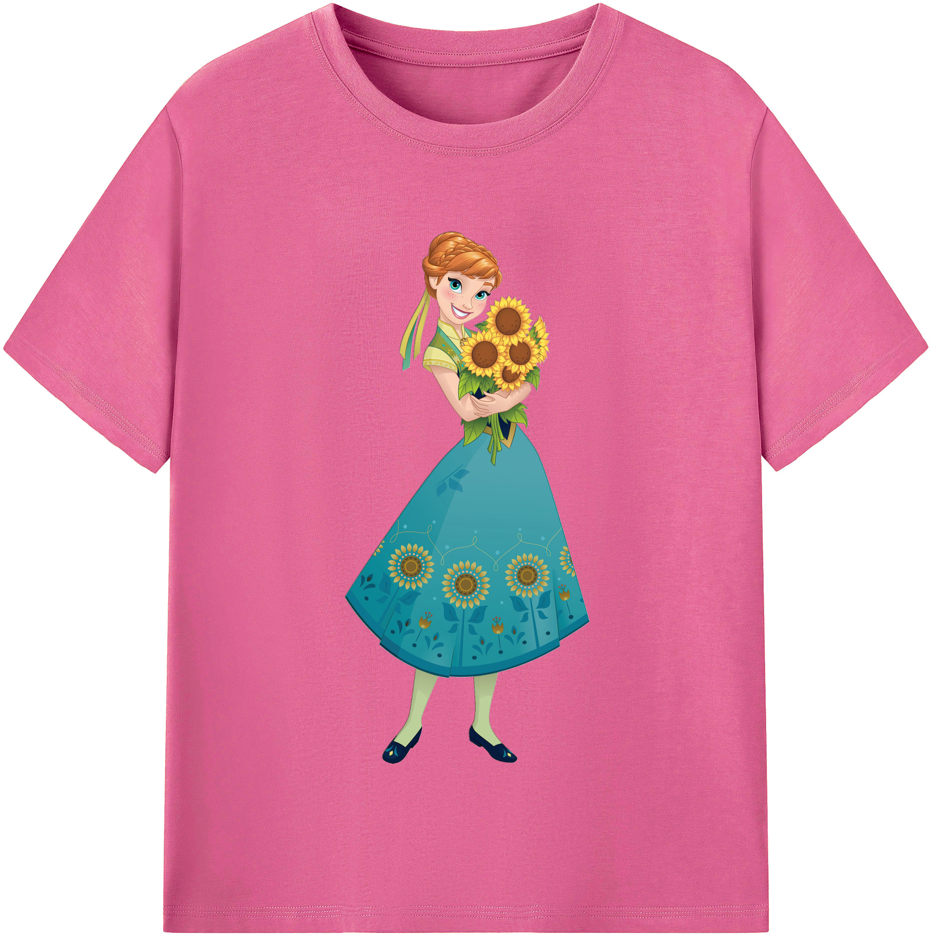 （画像用） アナと雪の女王 アンナ エルサ Frozen Anna Elsa レディースカジュアルプリントTシャツ（綿100％）
