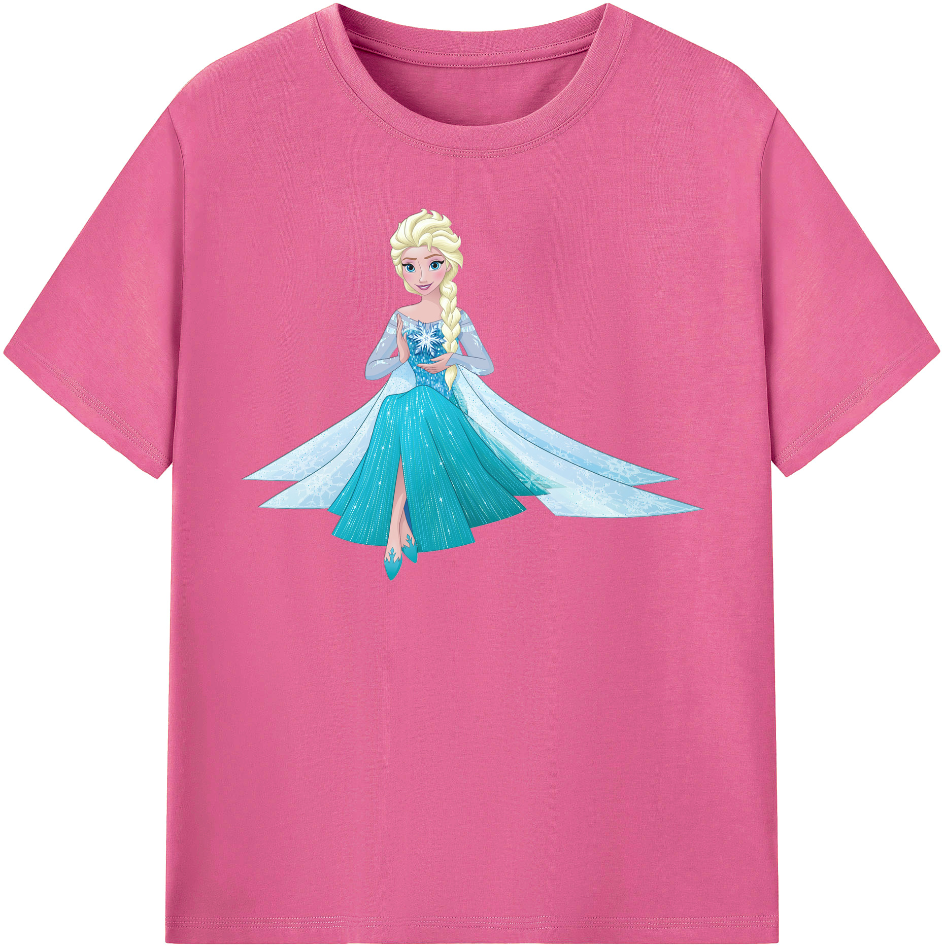（画像用） アナと雪の女王 アンナ エルサ Frozen Anna Elsa レディースカジュアルプリントTシャツ（綿100％）