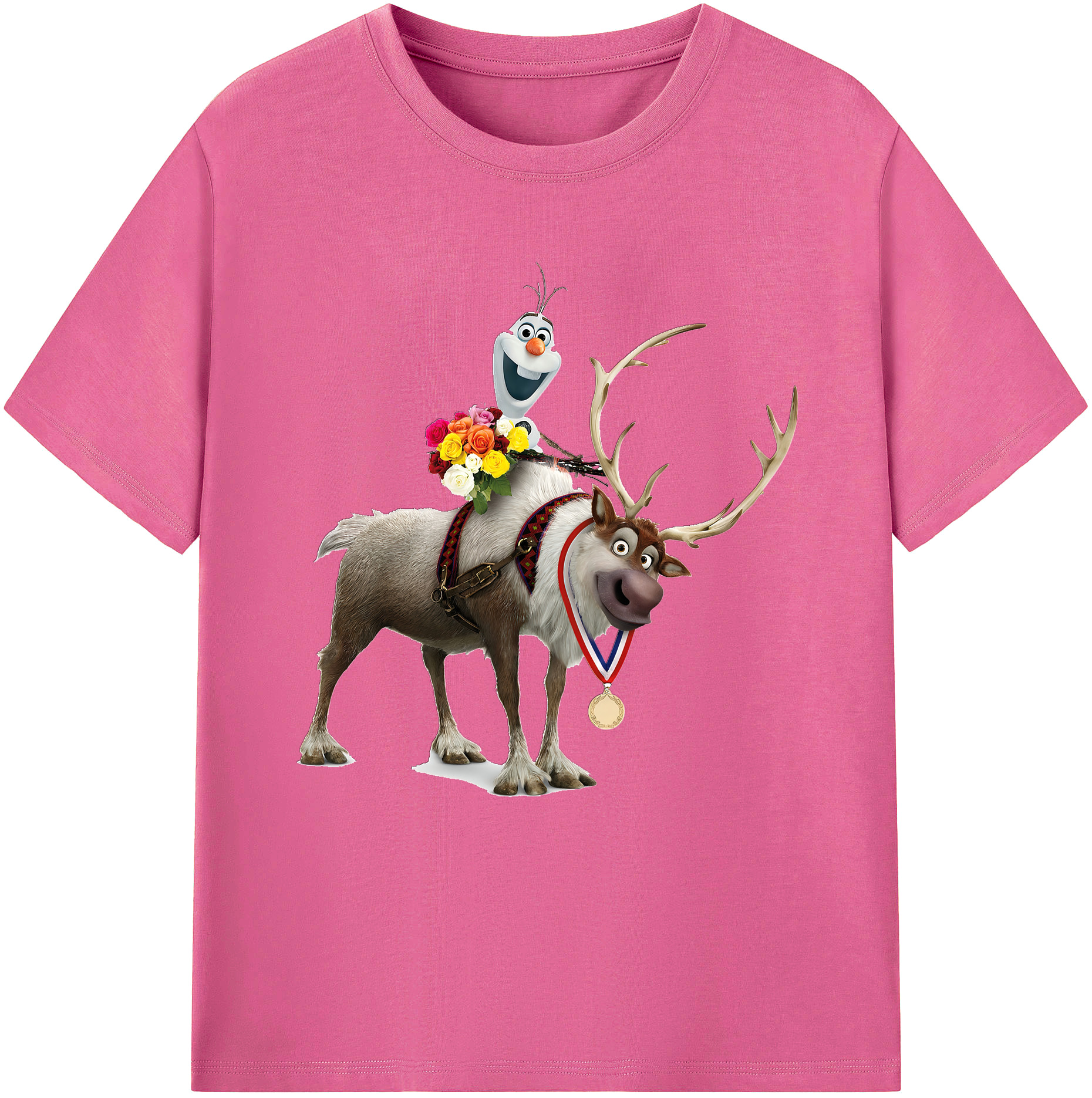 （画像用） アナと雪の女王 アンナ エルサ Frozen Anna Elsa レディースカジュアルプリントTシャツ（綿100％）