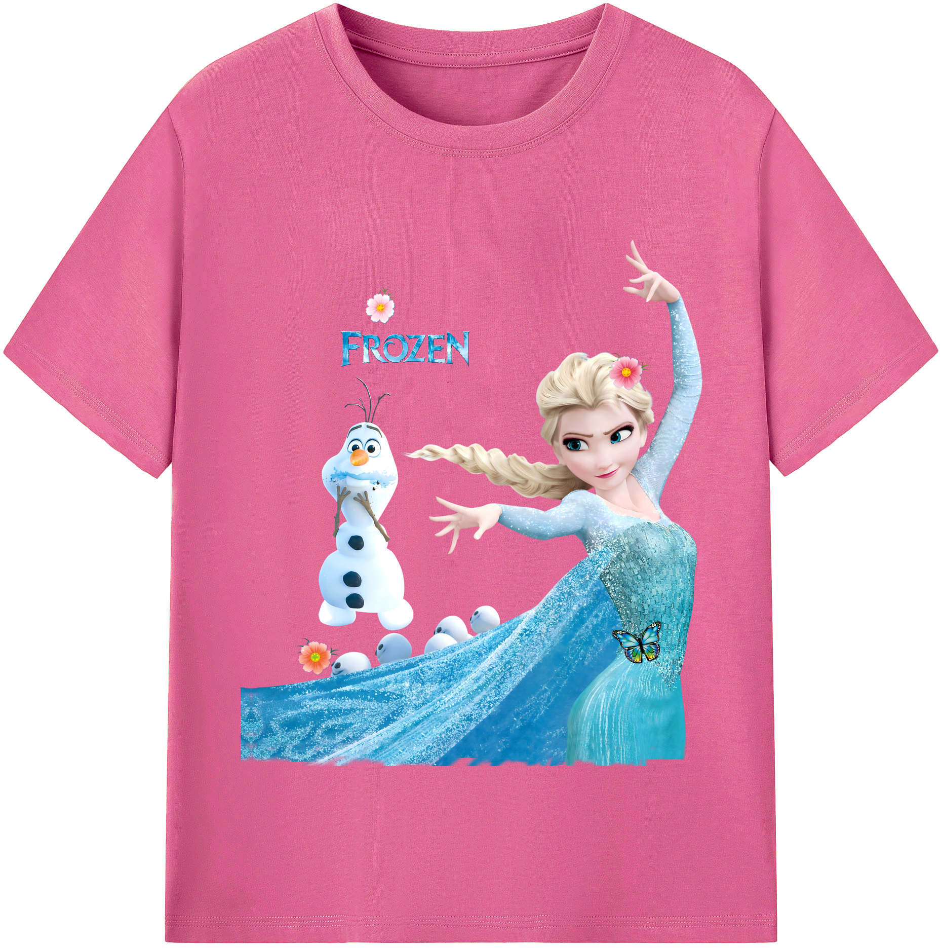 （画像用） アナと雪の女王 アンナ エルサ Frozen Anna Elsa レディースカジュアルプリントTシャツ（綿100％）