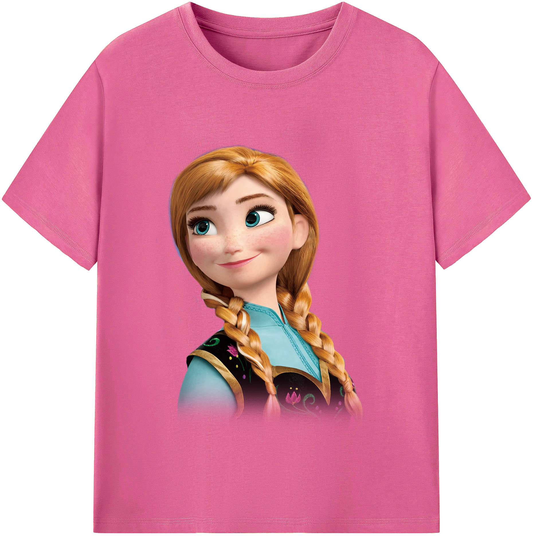 （画像用） アナと雪の女王 アンナ エルサ Frozen Anna Elsa レディースカジュアルプリントTシャツ（綿100％）