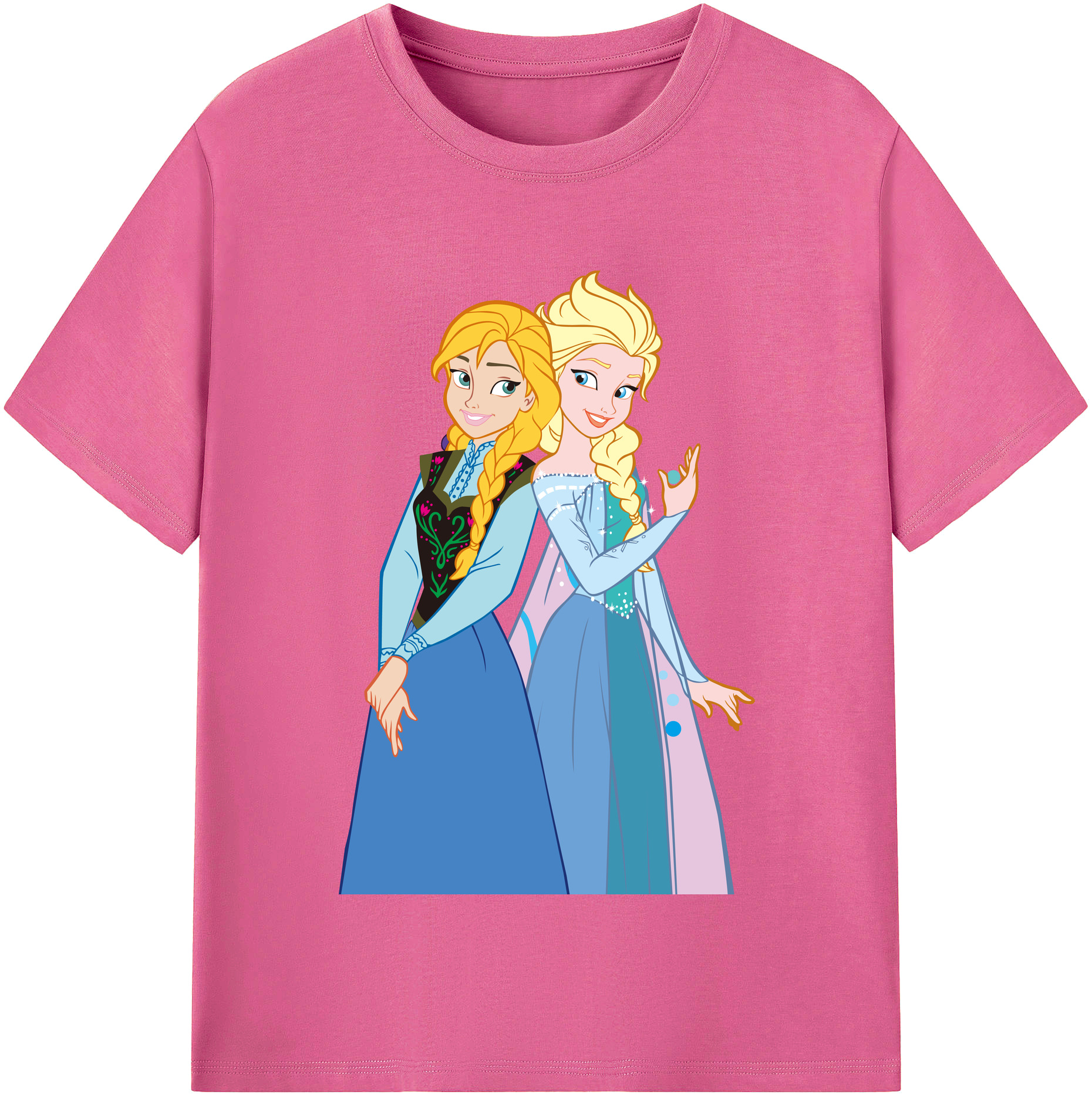 （画像用） アナと雪の女王 アンナ エルサ Frozen Anna Elsa レディースカジュアルプリントTシャツ（綿100％）