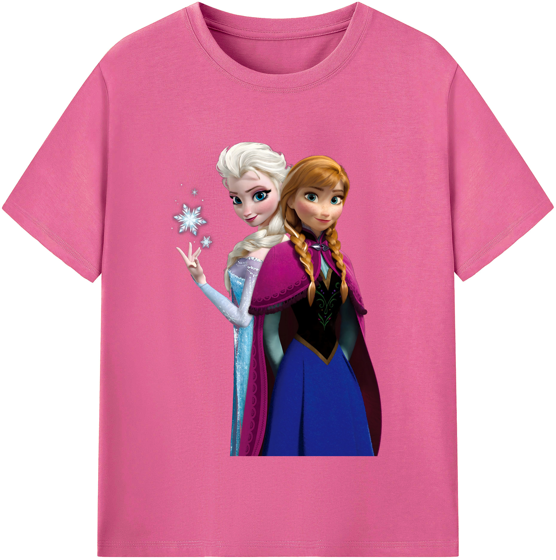 （画像用） アナと雪の女王 アンナ エルサ Frozen Anna Elsa レディースカジュアルプリントTシャツ（綿100％）