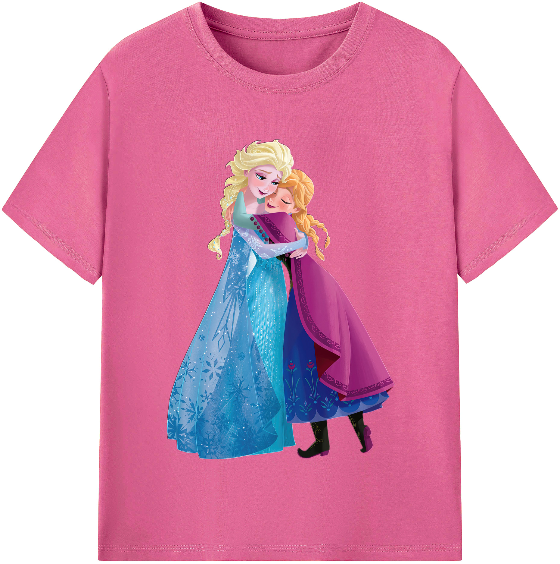 （画像用） アナと雪の女王 アンナ エルサ Frozen Anna Elsa レディースカジュアルプリントTシャツ（綿100％）