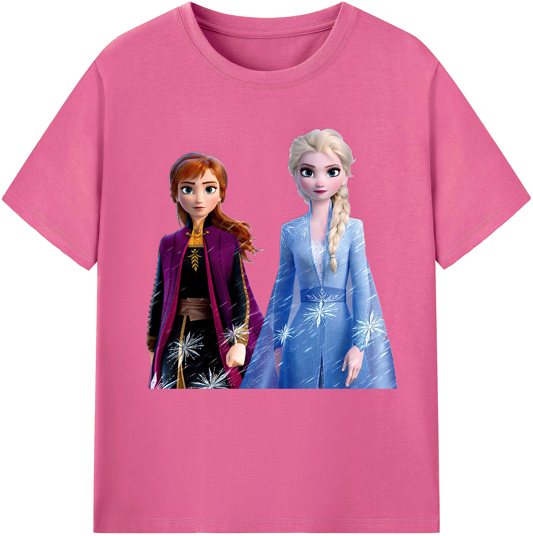 （画像用） アナと雪の女王 アンナ エルサ Frozen Anna Elsa レディースカジュアルプリントTシャツ（綿100％）