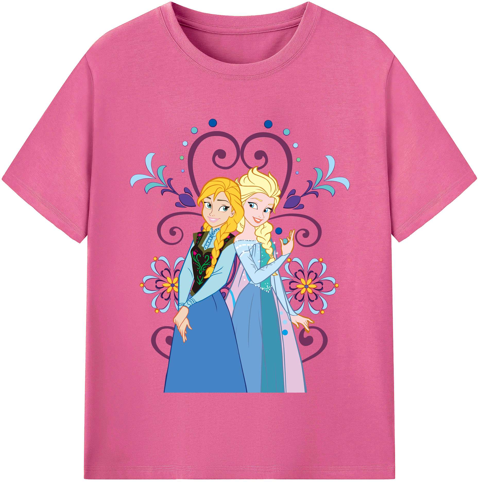 （画像用） アナと雪の女王 アンナ エルサ Frozen Anna Elsa レディースカジュアルプリントTシャツ（綿100％）