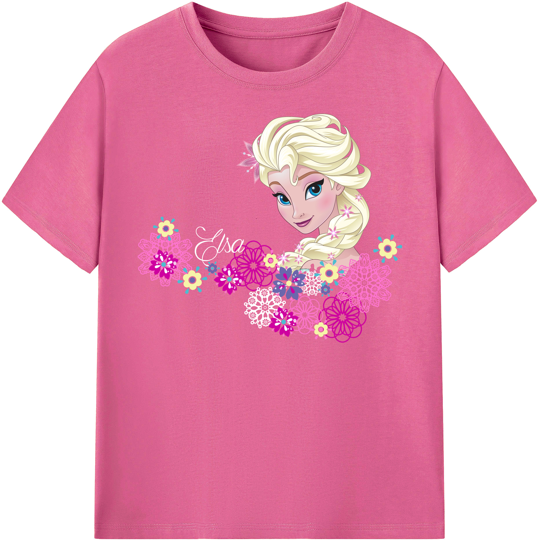 （画像用） アナと雪の女王 アンナ エルサ Frozen Anna Elsa レディースカジュアルプリントTシャツ（綿100％）