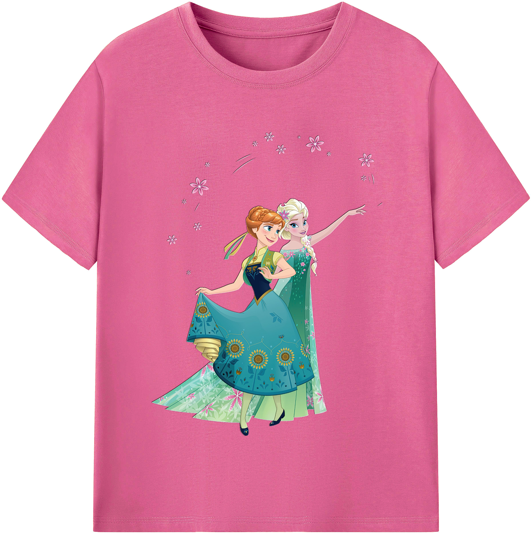 （画像用） アナと雪の女王 アンナ エルサ Frozen Anna Elsa レディースカジュアルプリントTシャツ（綿100％）