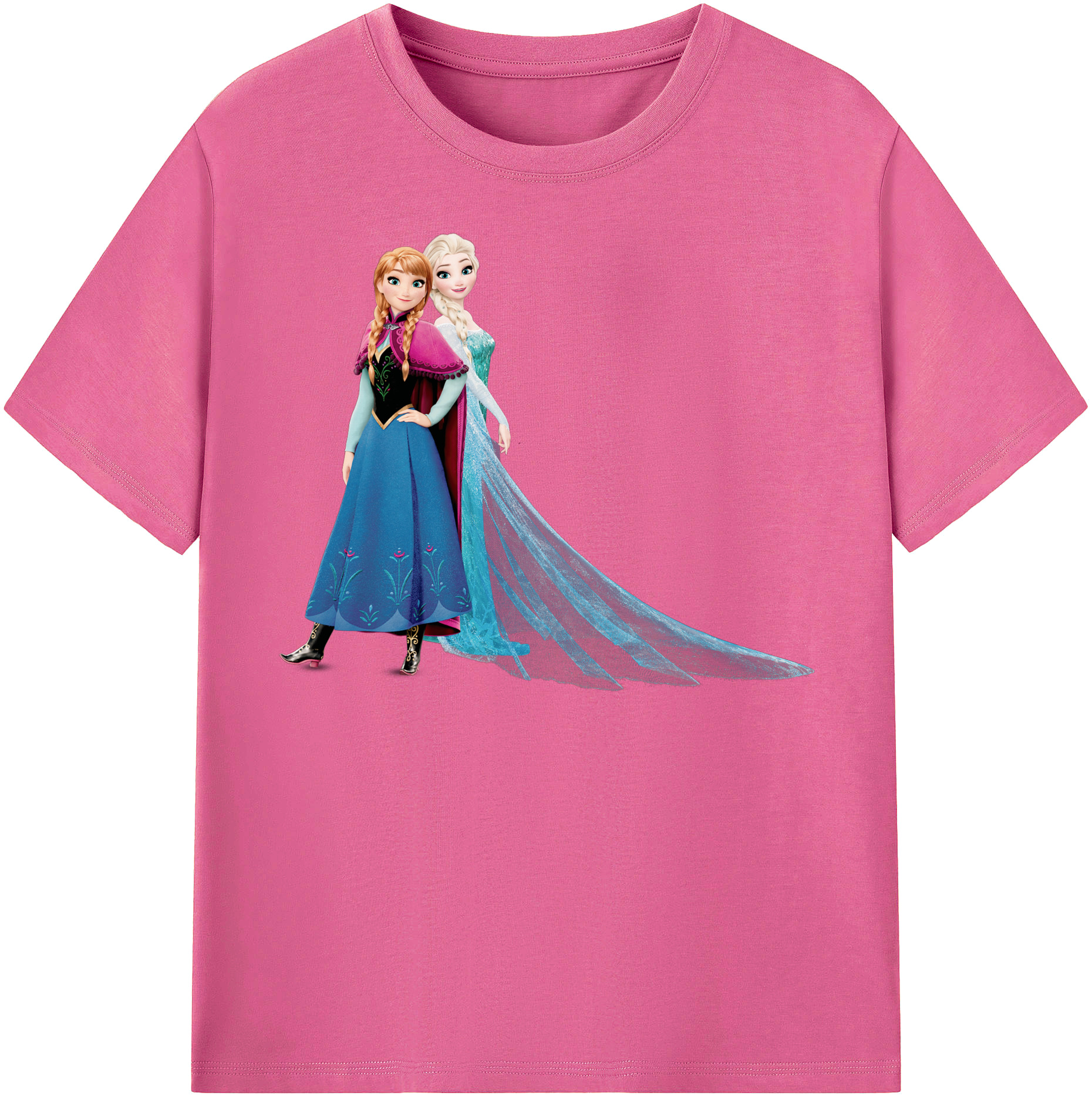 （画像用） アナと雪の女王 アンナ エルサ Frozen Anna Elsa レディースカジュアルプリントTシャツ（綿100％）