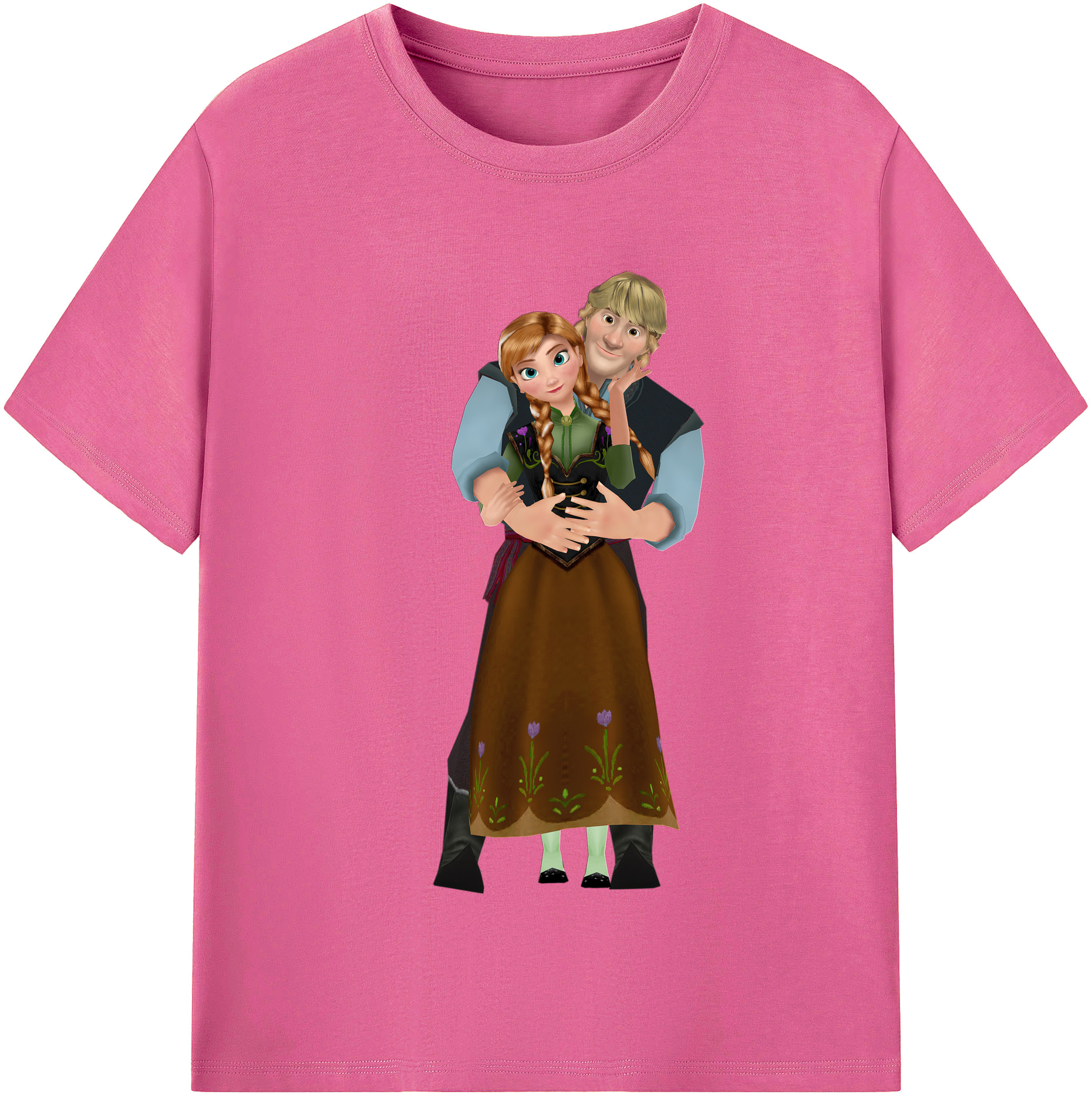 （画像用） アナと雪の女王 アンナ エルサ Frozen Anna Elsa レディースカジュアルプリントTシャツ（綿100％）