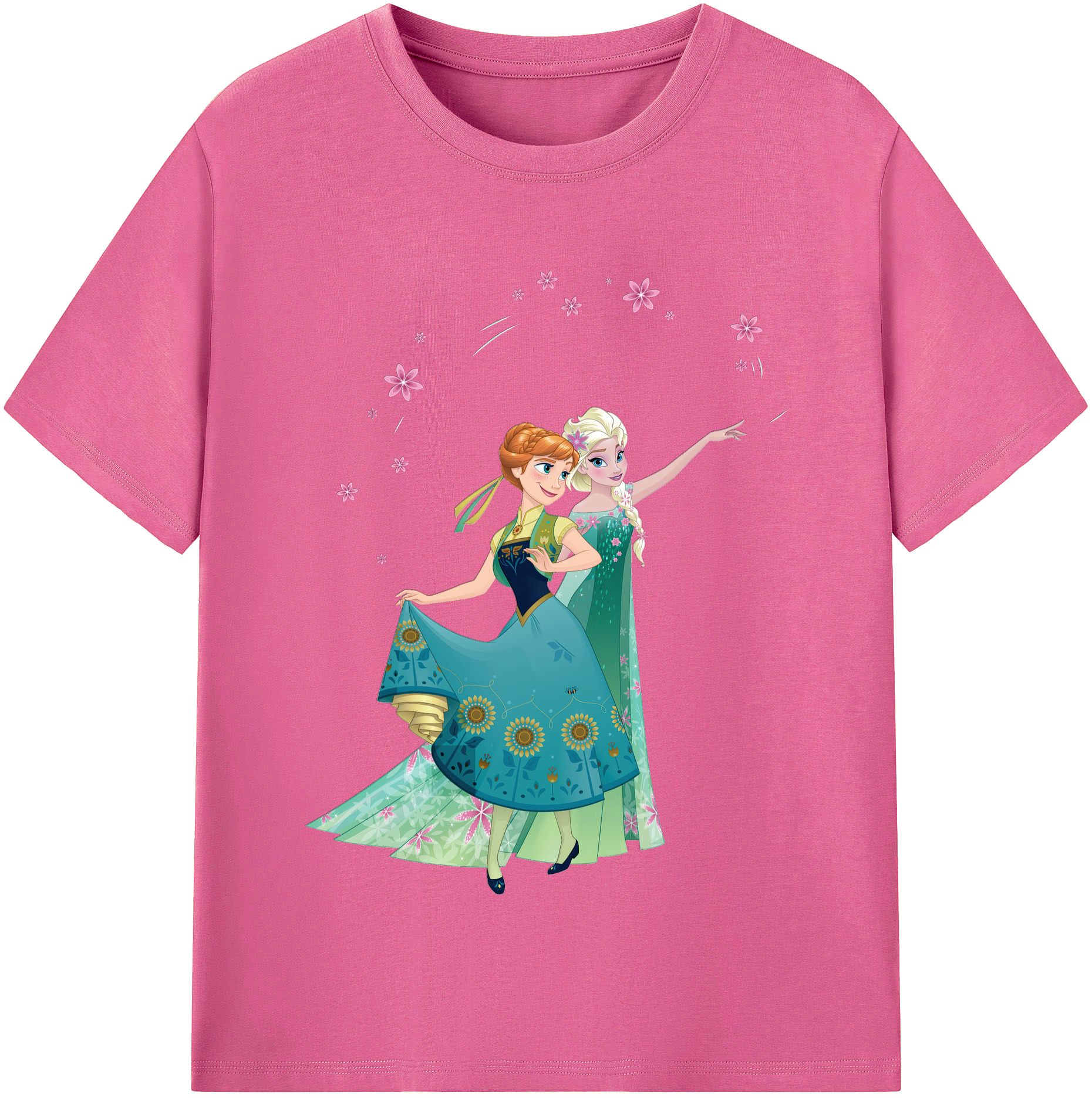 （画像用） アナと雪の女王 アンナ エルサ Frozen Anna Elsa レディースカジュアルプリントTシャツ（綿100％）