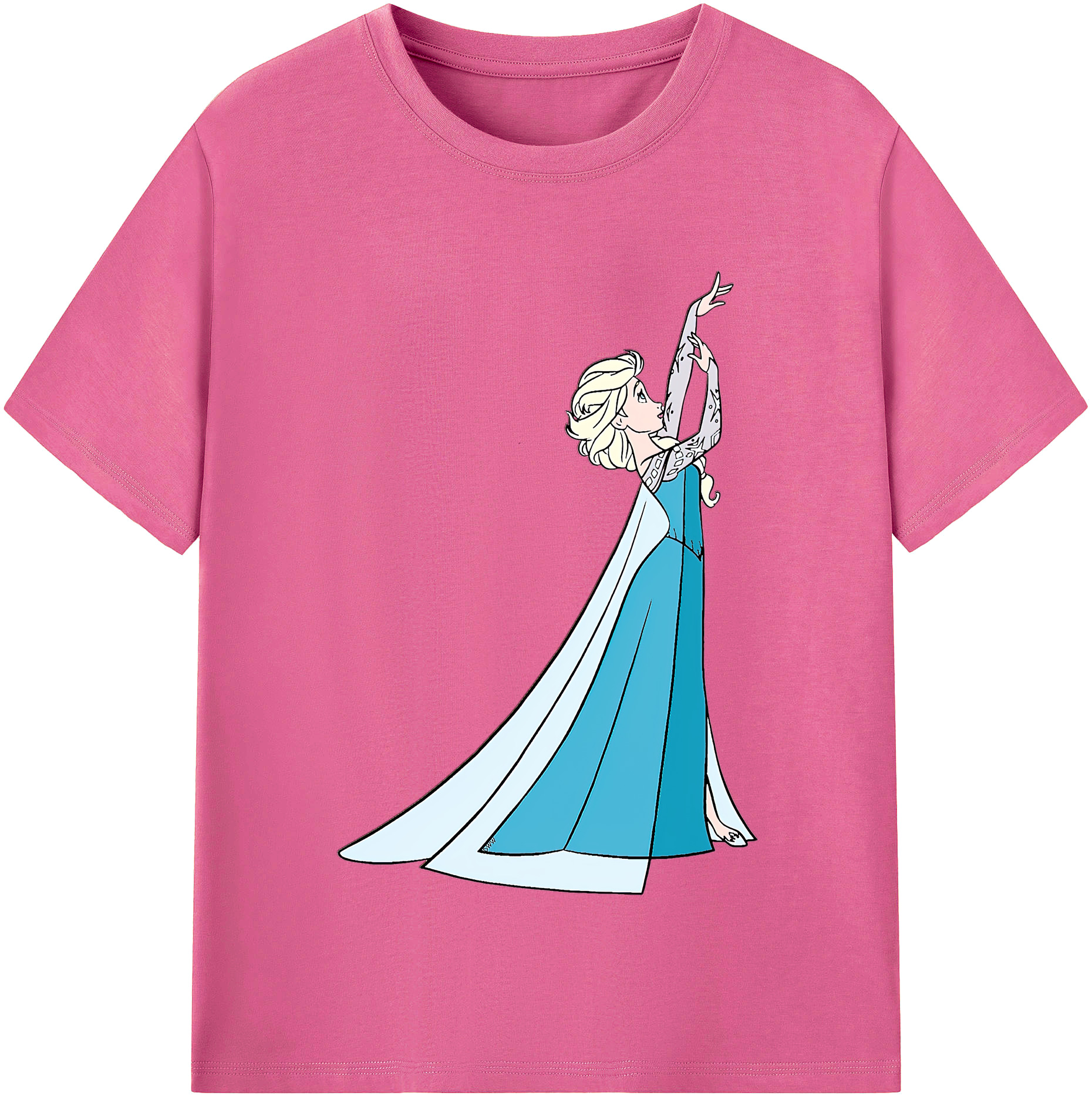（画像用） アナと雪の女王 アンナ エルサ Frozen Anna Elsa レディースカジュアルプリントTシャツ（綿100％）