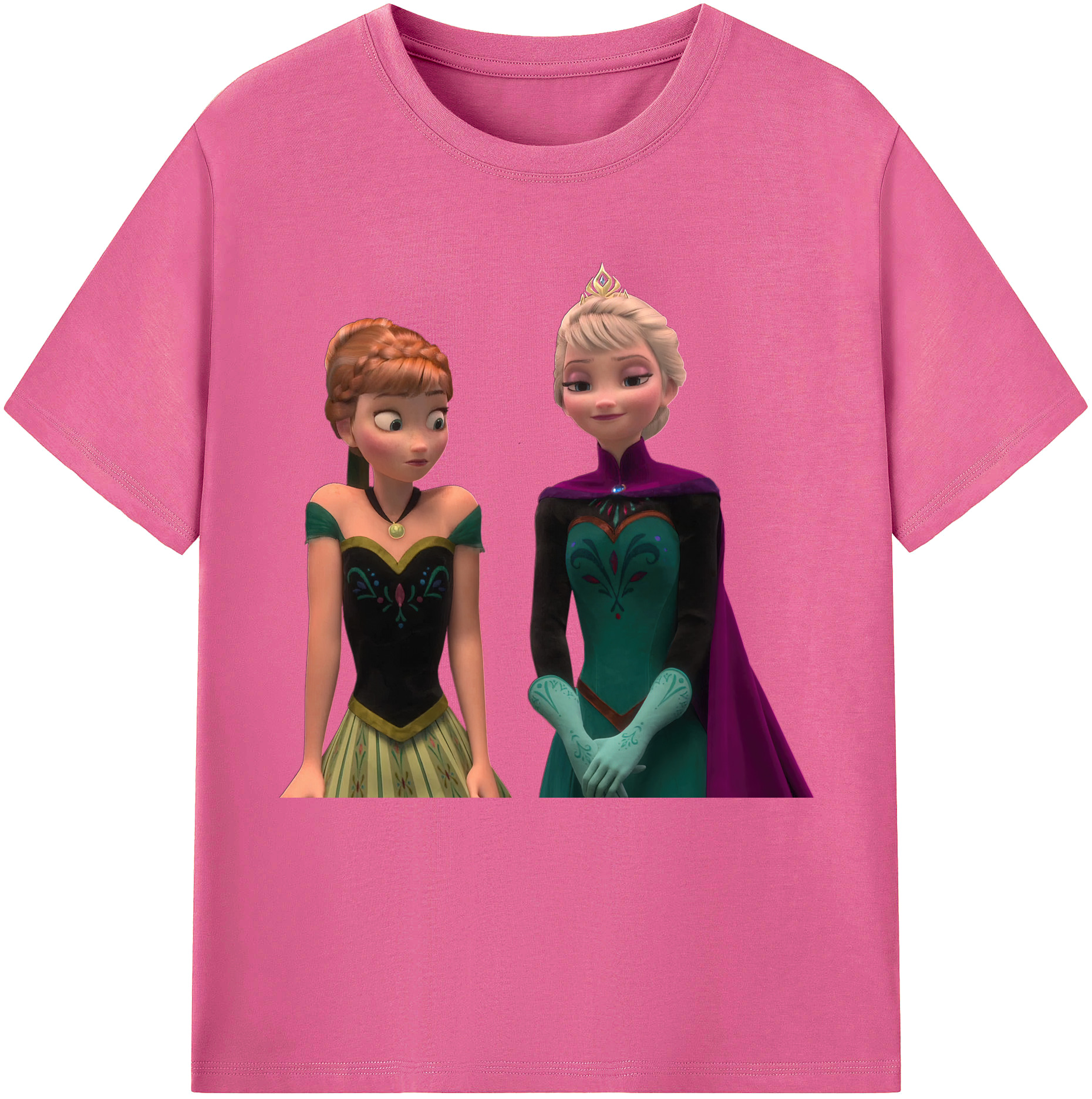 （画像用） アナと雪の女王 アンナ エルサ Frozen Anna Elsa レディースカジュアルプリントTシャツ（綿100％）
