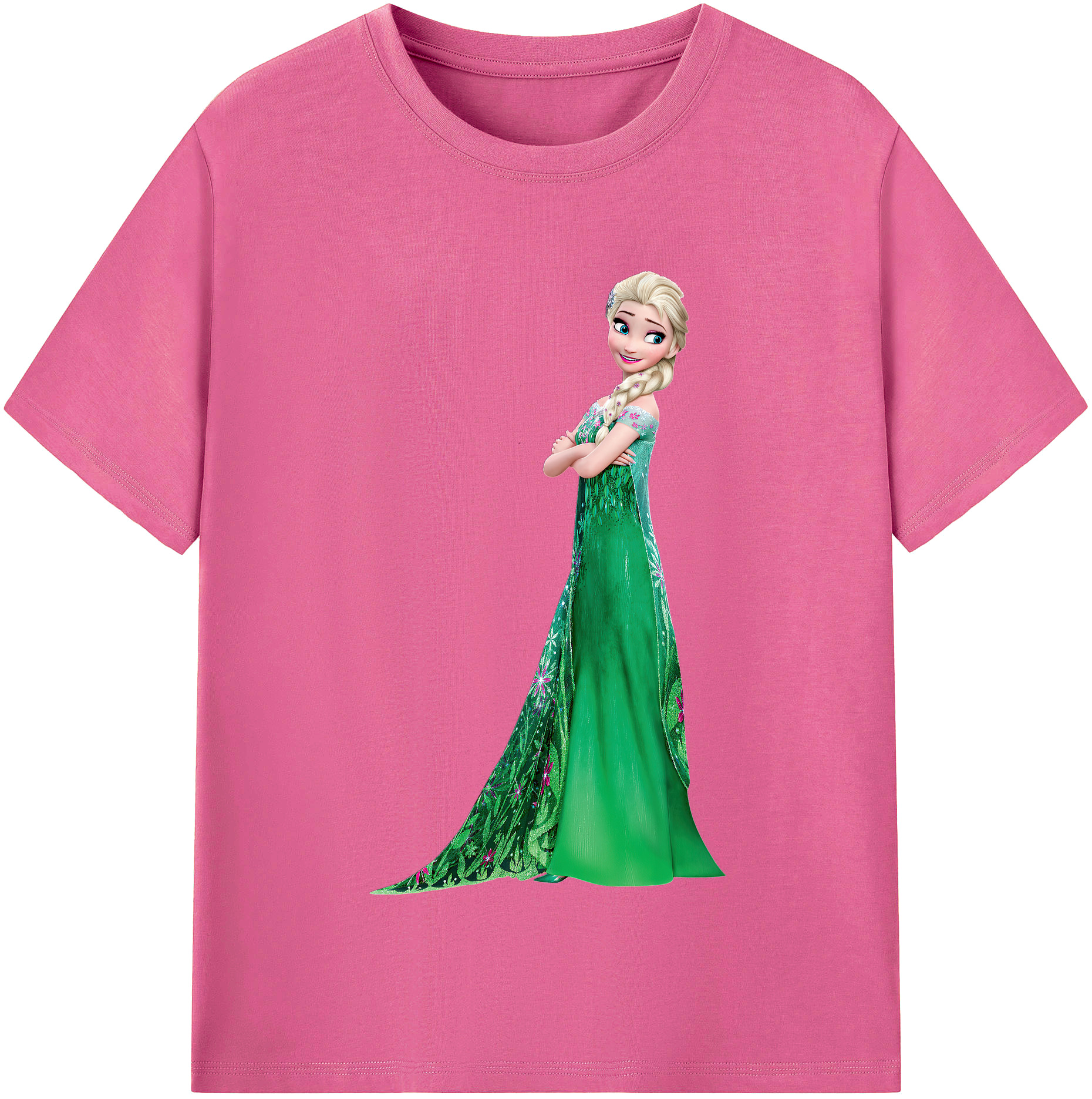 （画像用） アナと雪の女王 アンナ エルサ Frozen Anna Elsa レディースカジュアルプリントTシャツ（綿100％）