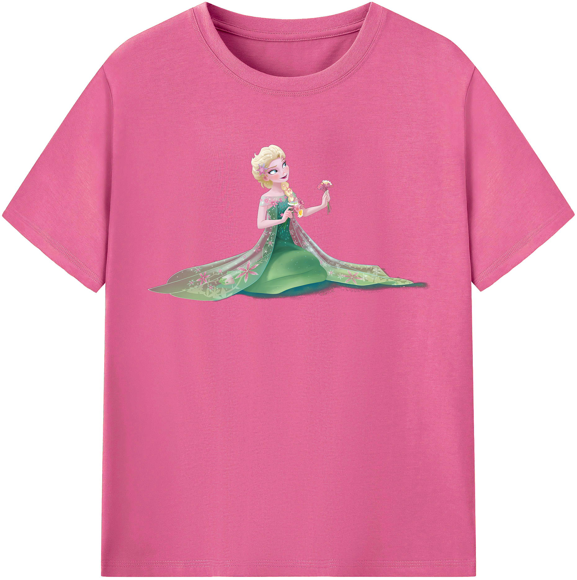 （画像用） アナと雪の女王 アンナ エルサ Frozen Anna Elsa レディースカジュアルプリントTシャツ（綿100％）
