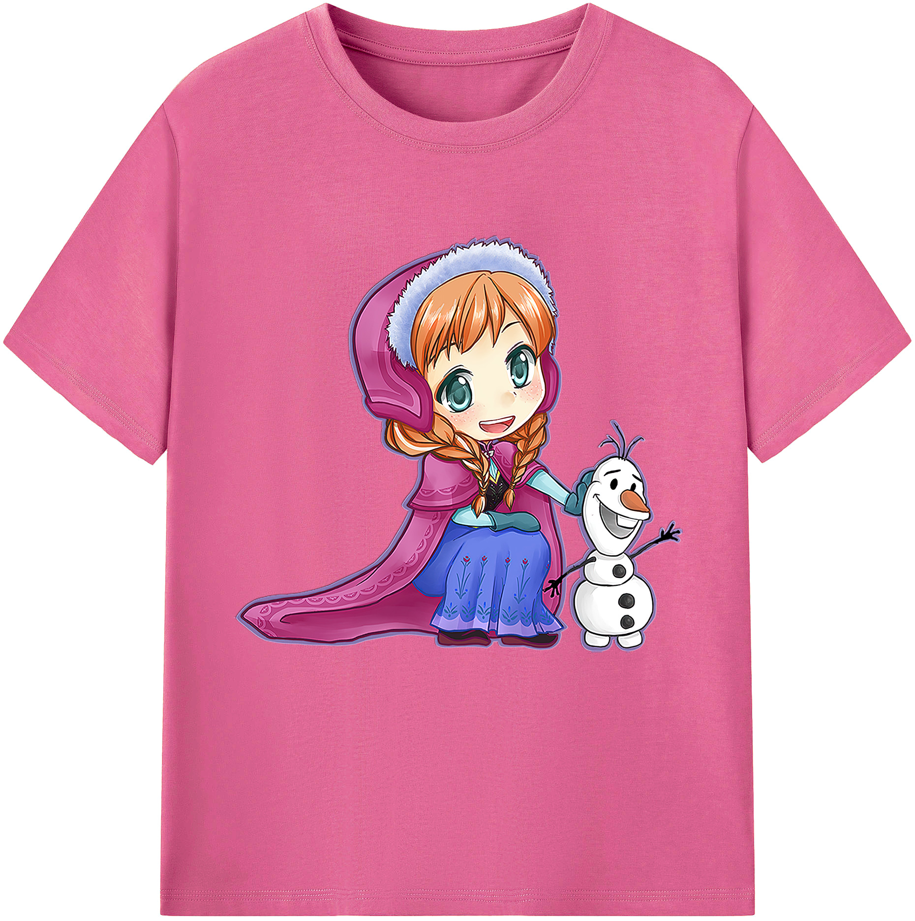 （画像用） アナと雪の女王 アンナ エルサ Frozen Anna Elsa レディースカジュアルプリントTシャツ（綿100％）