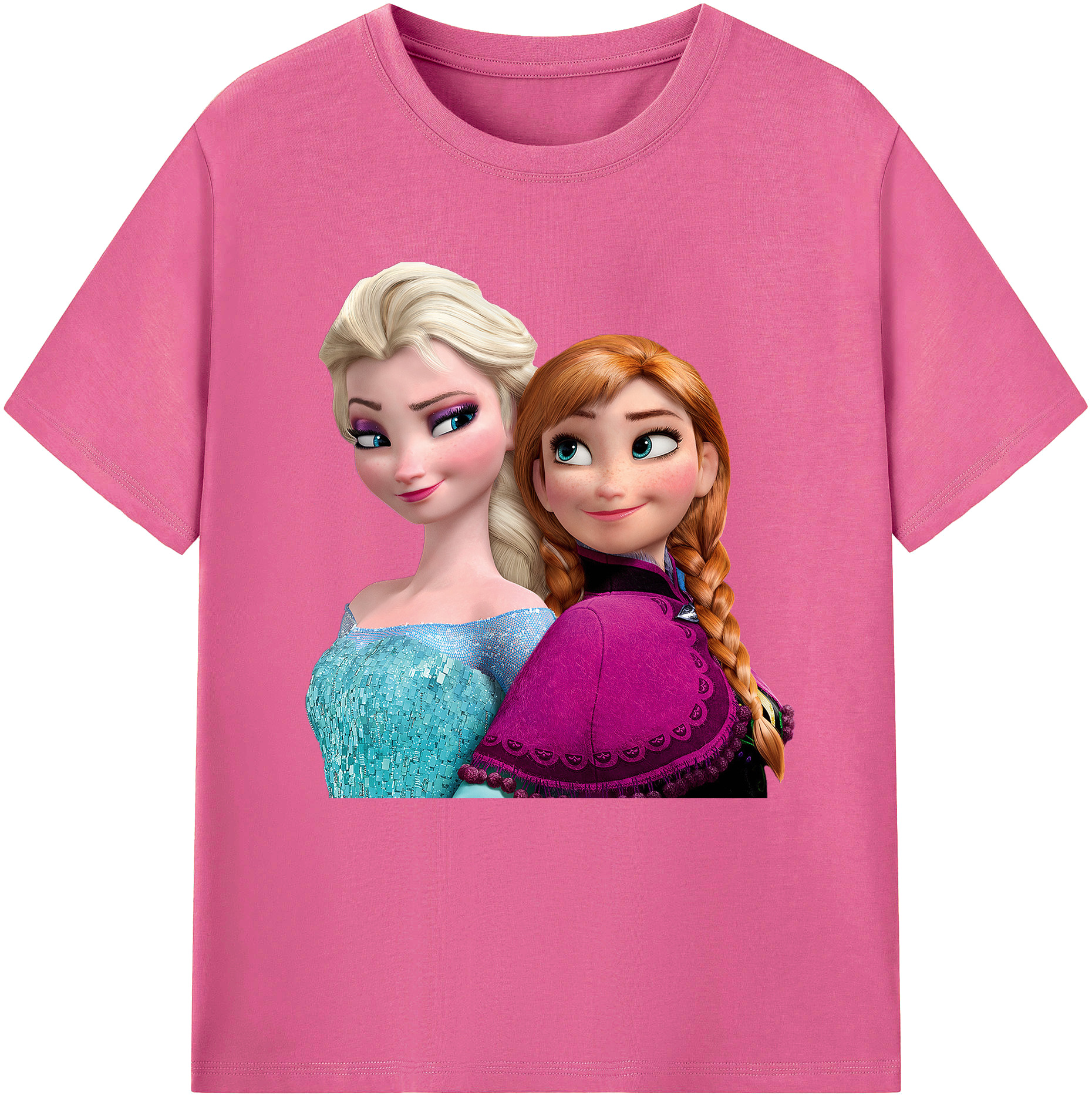 （画像用） アナと雪の女王 アンナ エルサ Frozen Anna Elsa レディースカジュアルプリントTシャツ（綿100％）